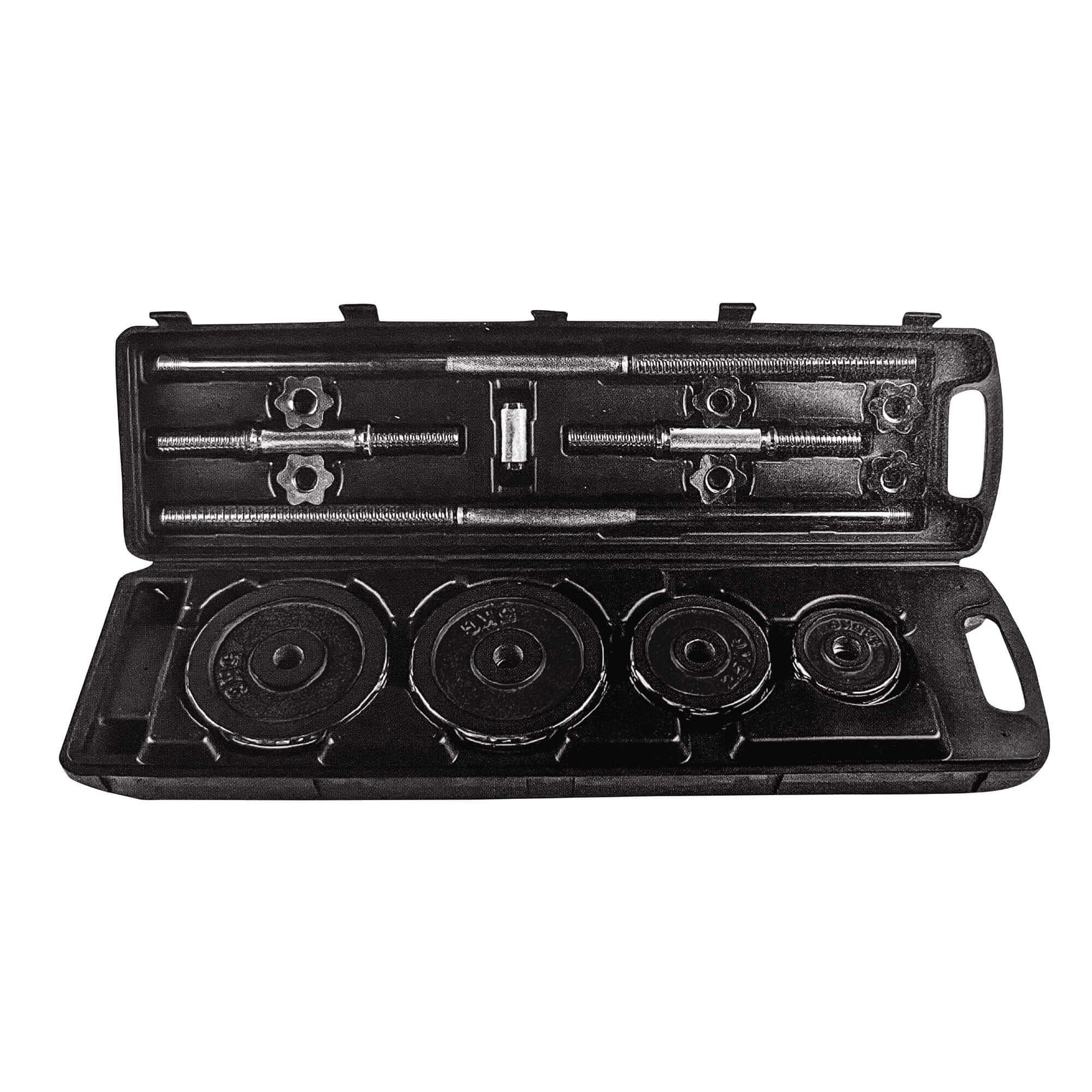 KEFL Cast Iron Adjustable Dumbbell 20/30/50KG Sets - Black/Chrome