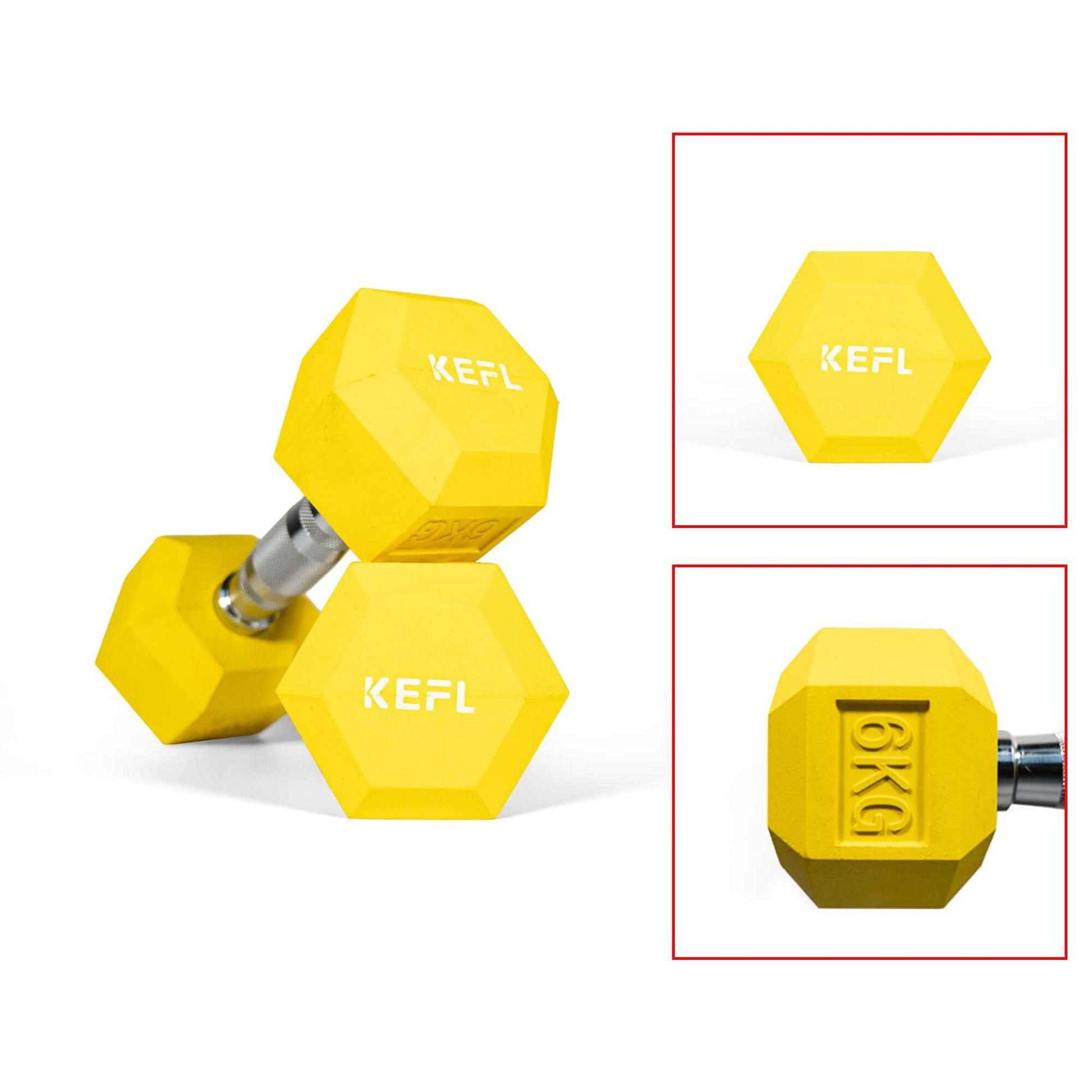 KEFL Colour Rubberized Hexagonal Dumbbell