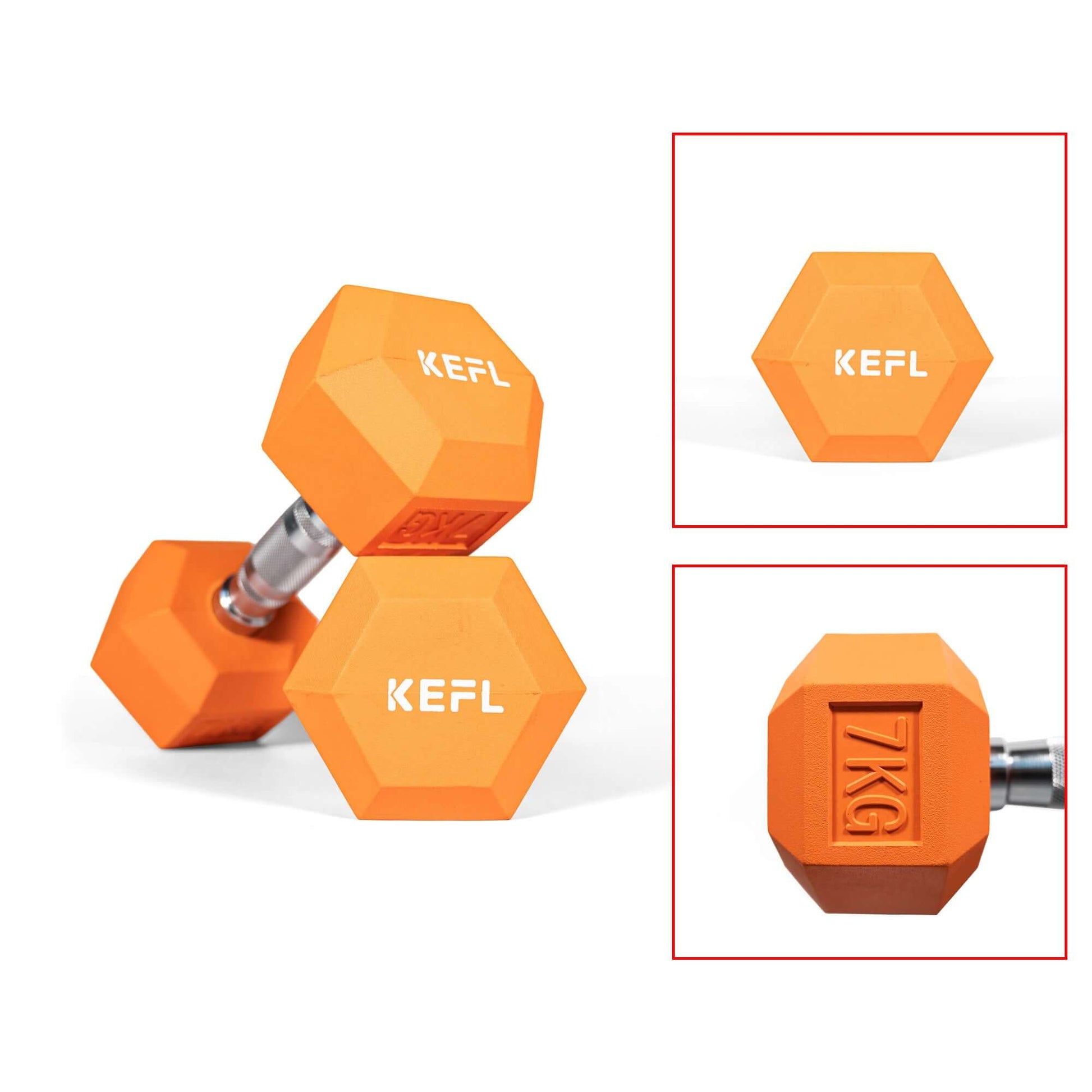 KEFL Colour Rubberized Hexagonal Dumbbell