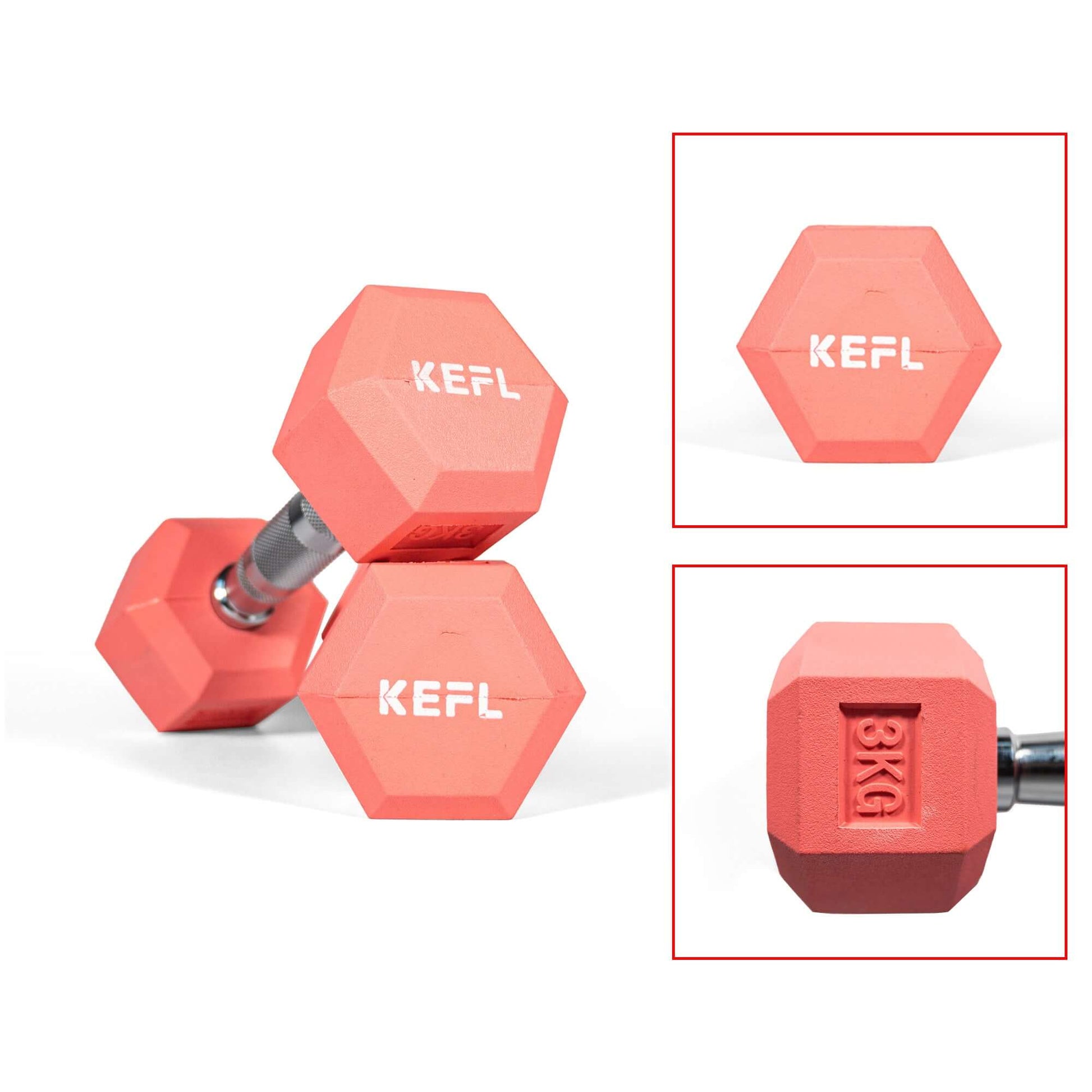 KEFL Colour Rubberized Hexagonal Dumbbell