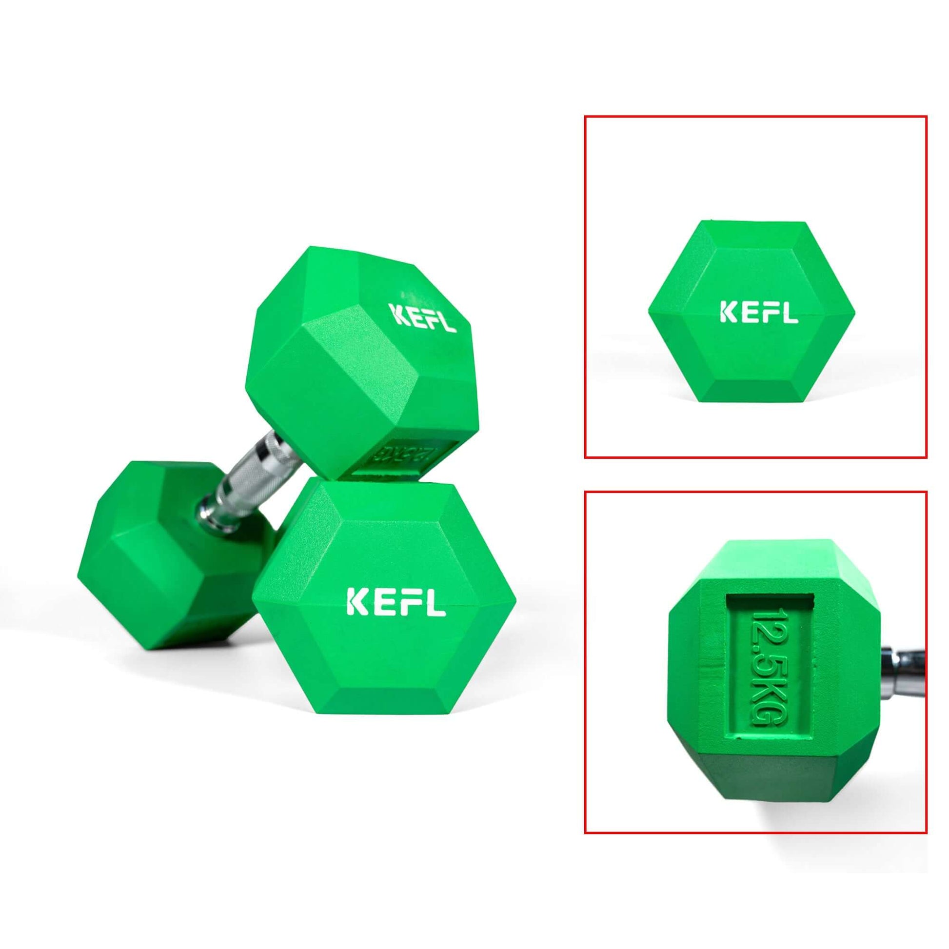KEFL Colour Rubberized Hexagonal Dumbbell