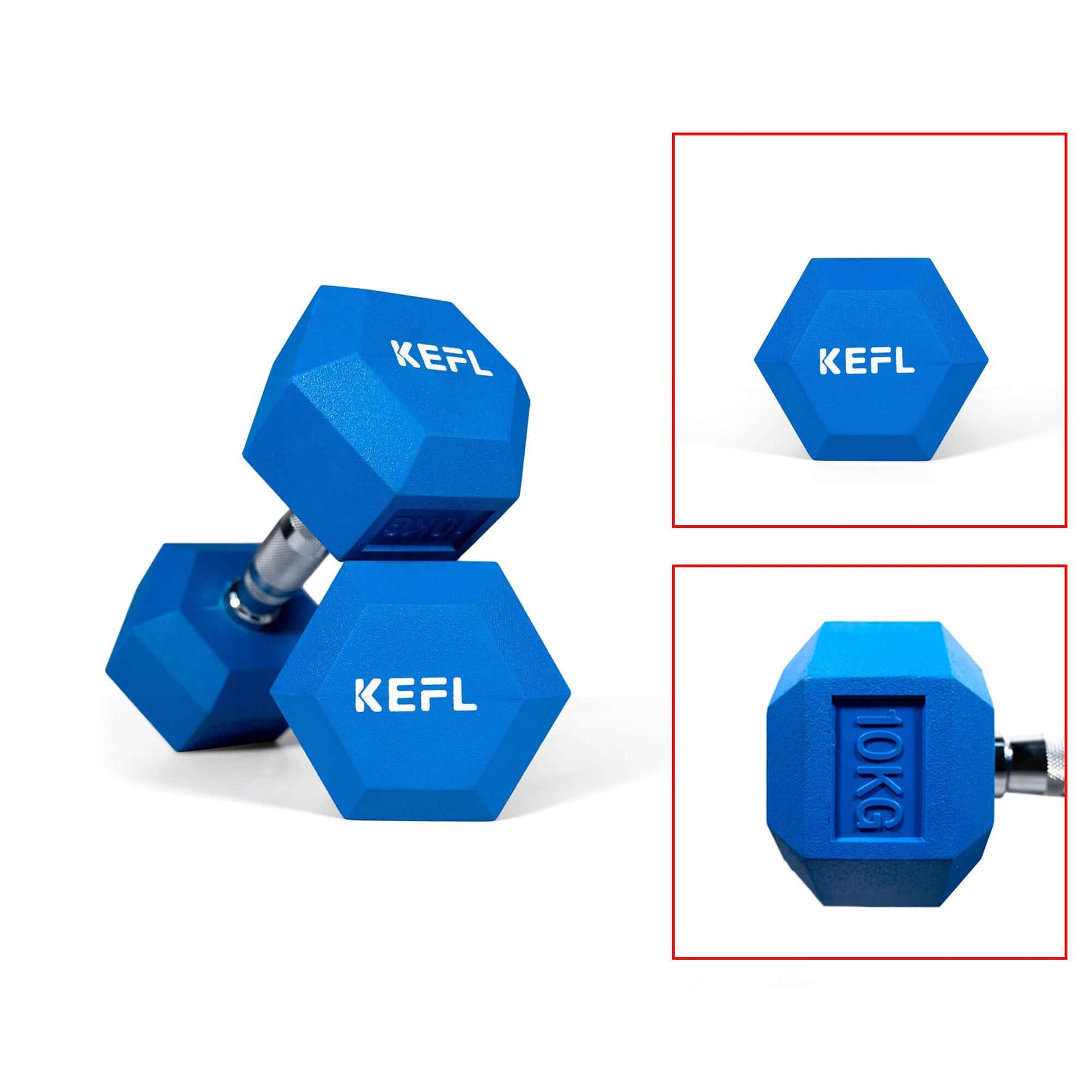 KEFL Colour Rubberized Hexagonal Dumbbell