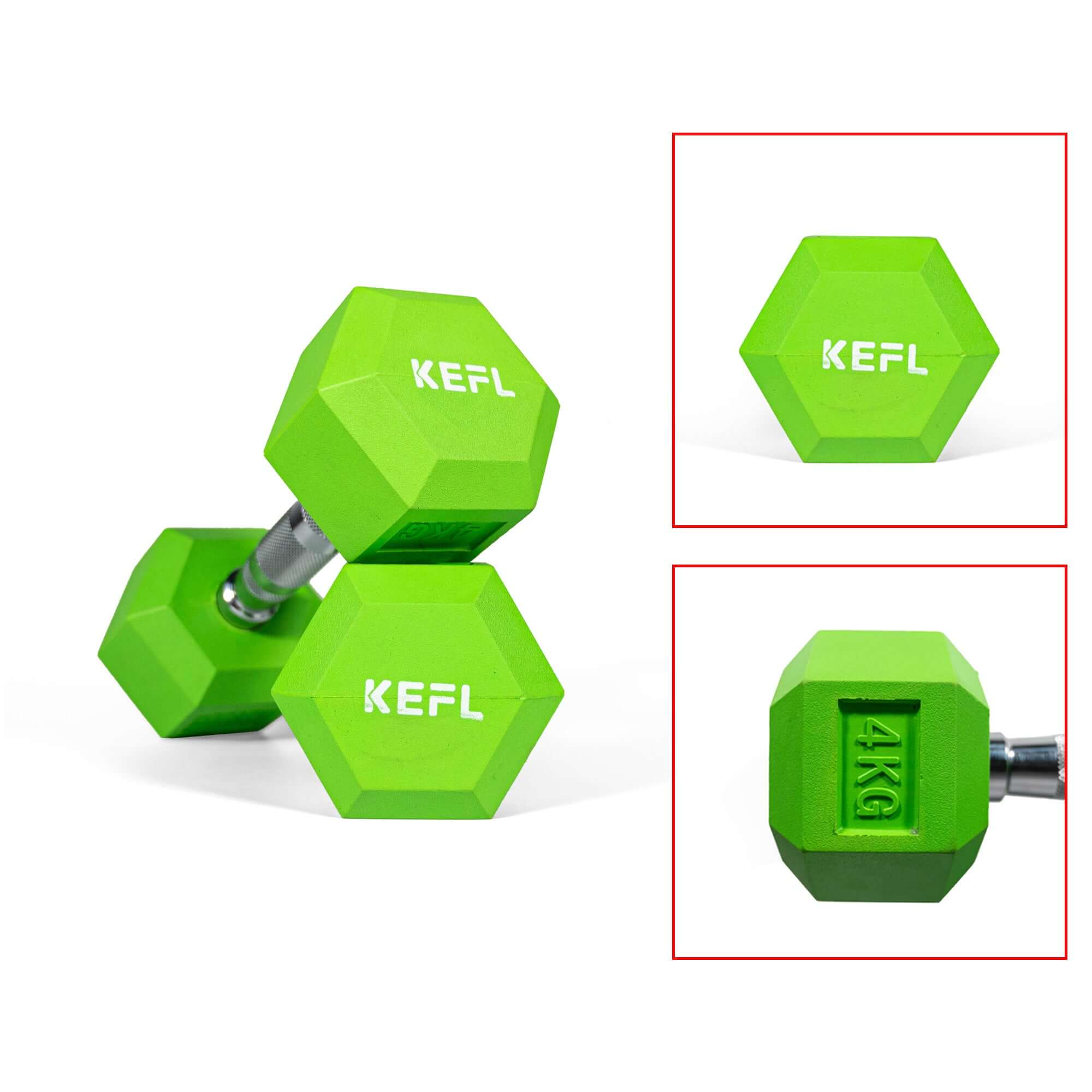 KEFL Colour Rubberized Hexagonal Dumbbell - KEFLUK