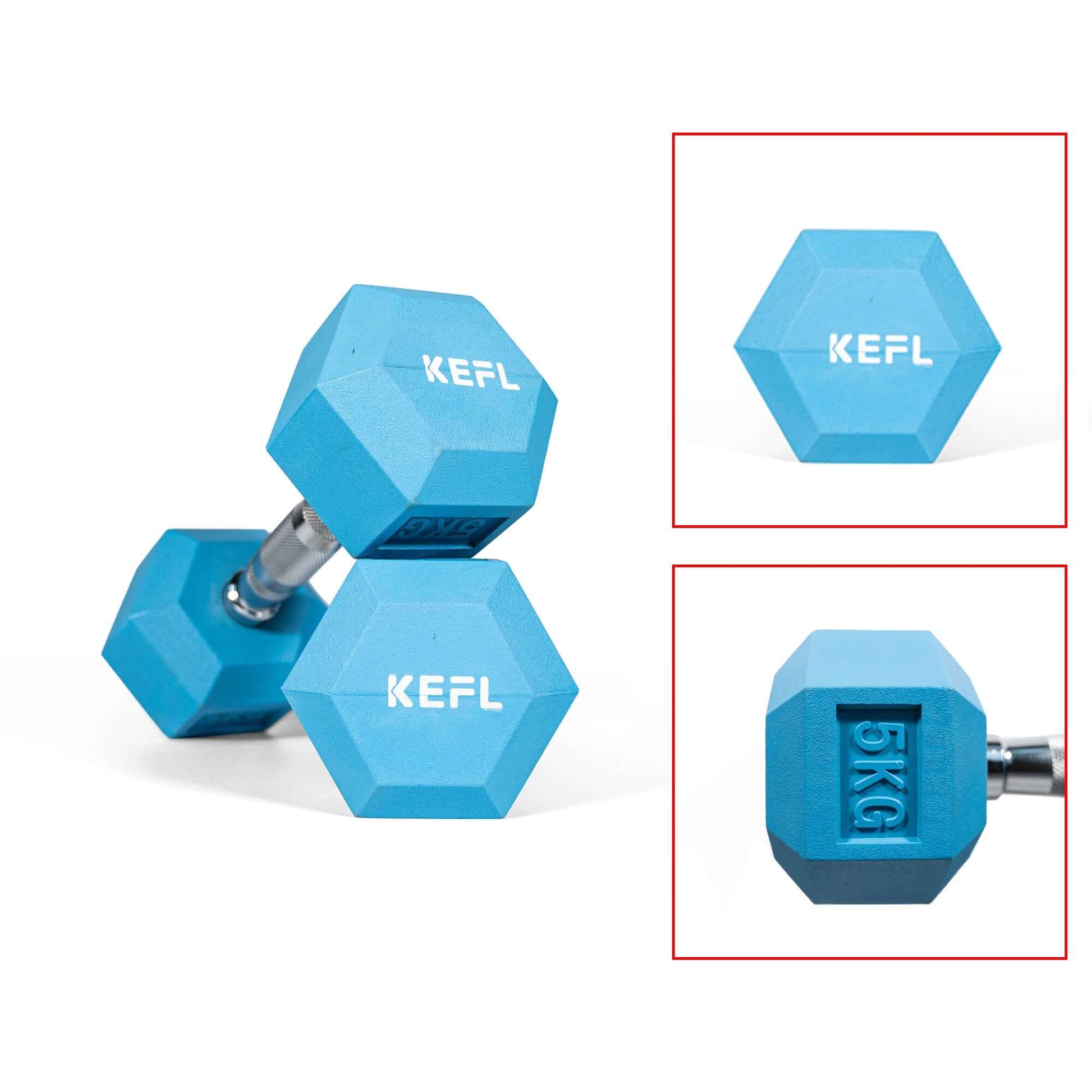 KEFL Colour Rubberized Hexagonal Dumbbell