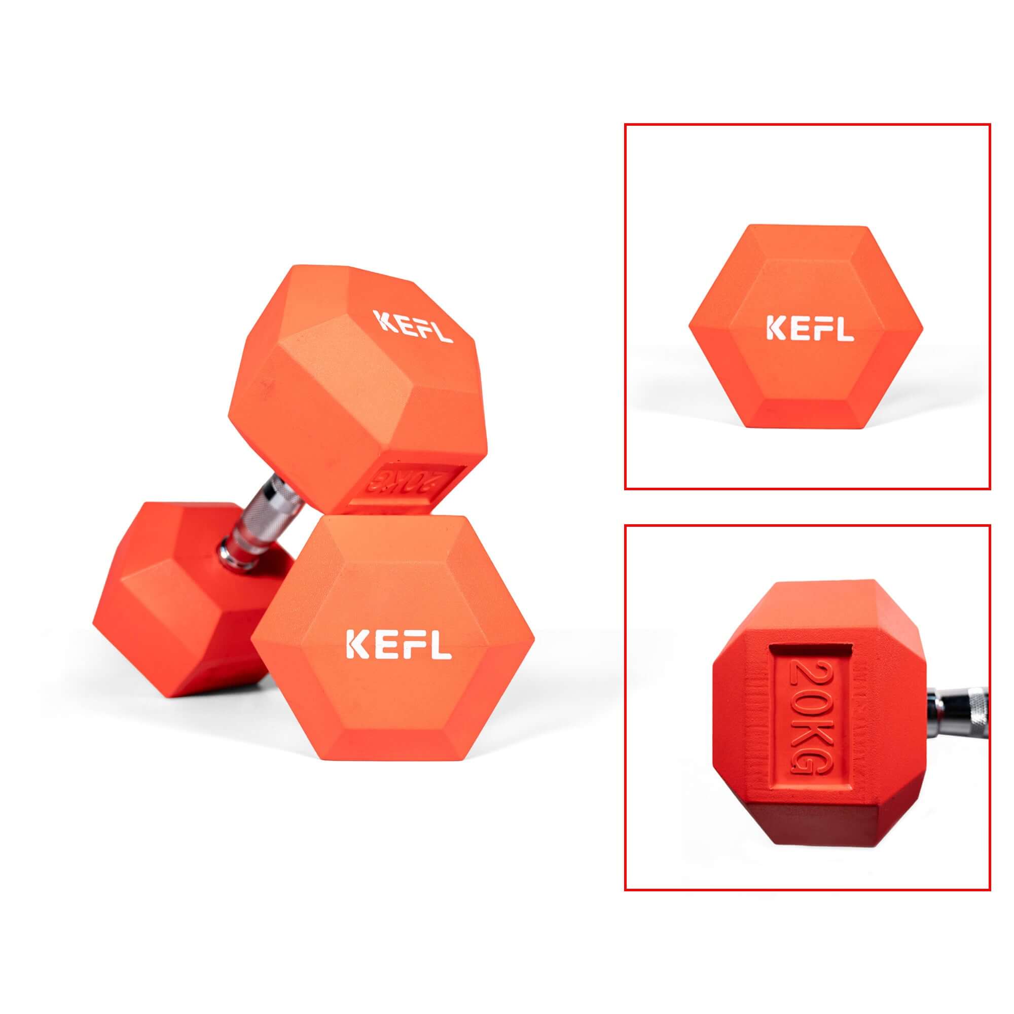 KEFL Colour Rubberized Hexagonal Dumbbell - KEFLUK