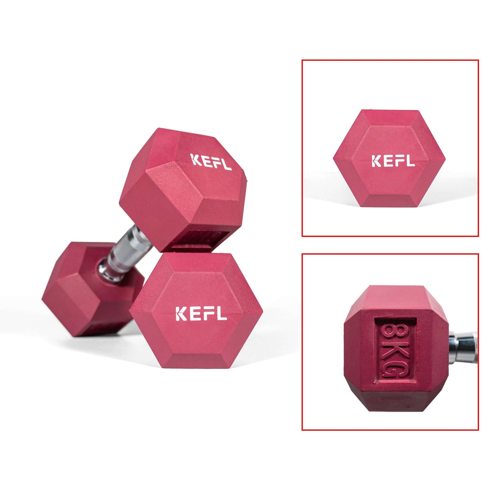 KEFL Colour Rubberized Hexagonal Dumbbell
