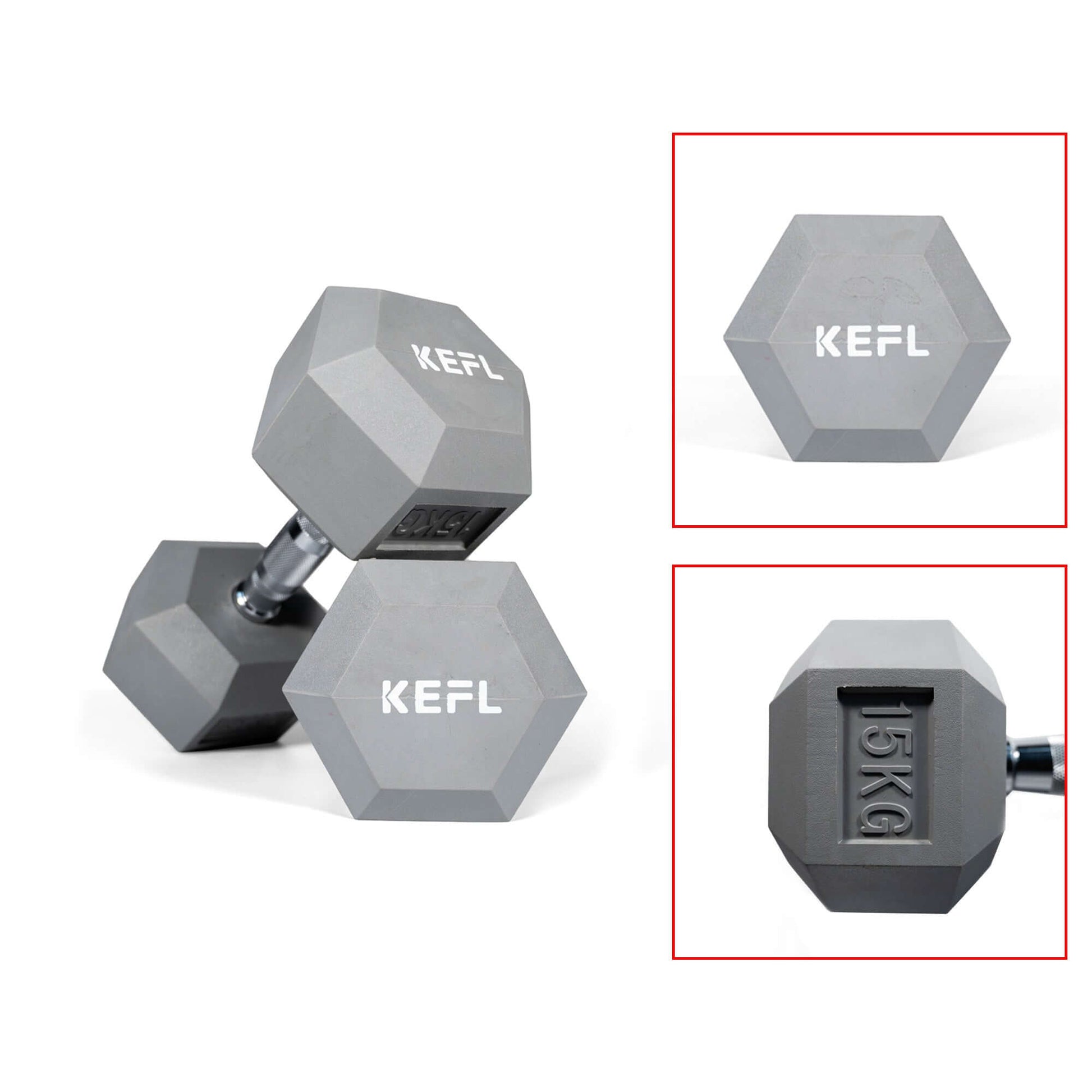 KEFL Colour Rubberized Hexagonal Dumbbell