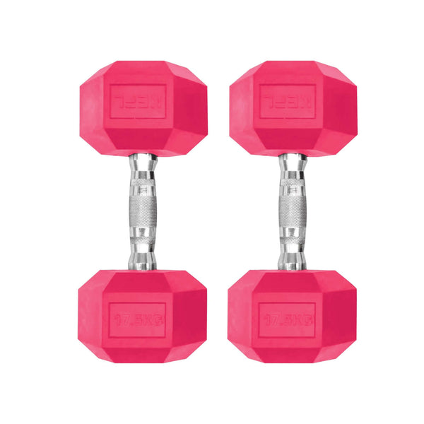 Pink Rubber Hex Aerobic Dumbbell Pairs