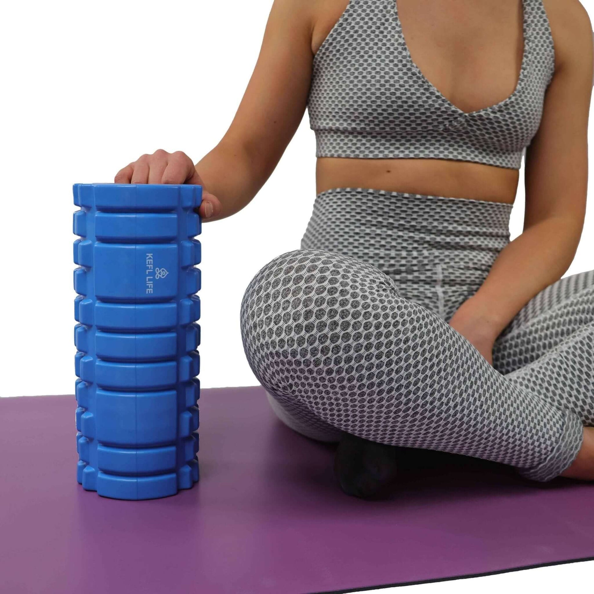 KEFL Life Yoga Foam Roller, Hollow, Blue & Pink