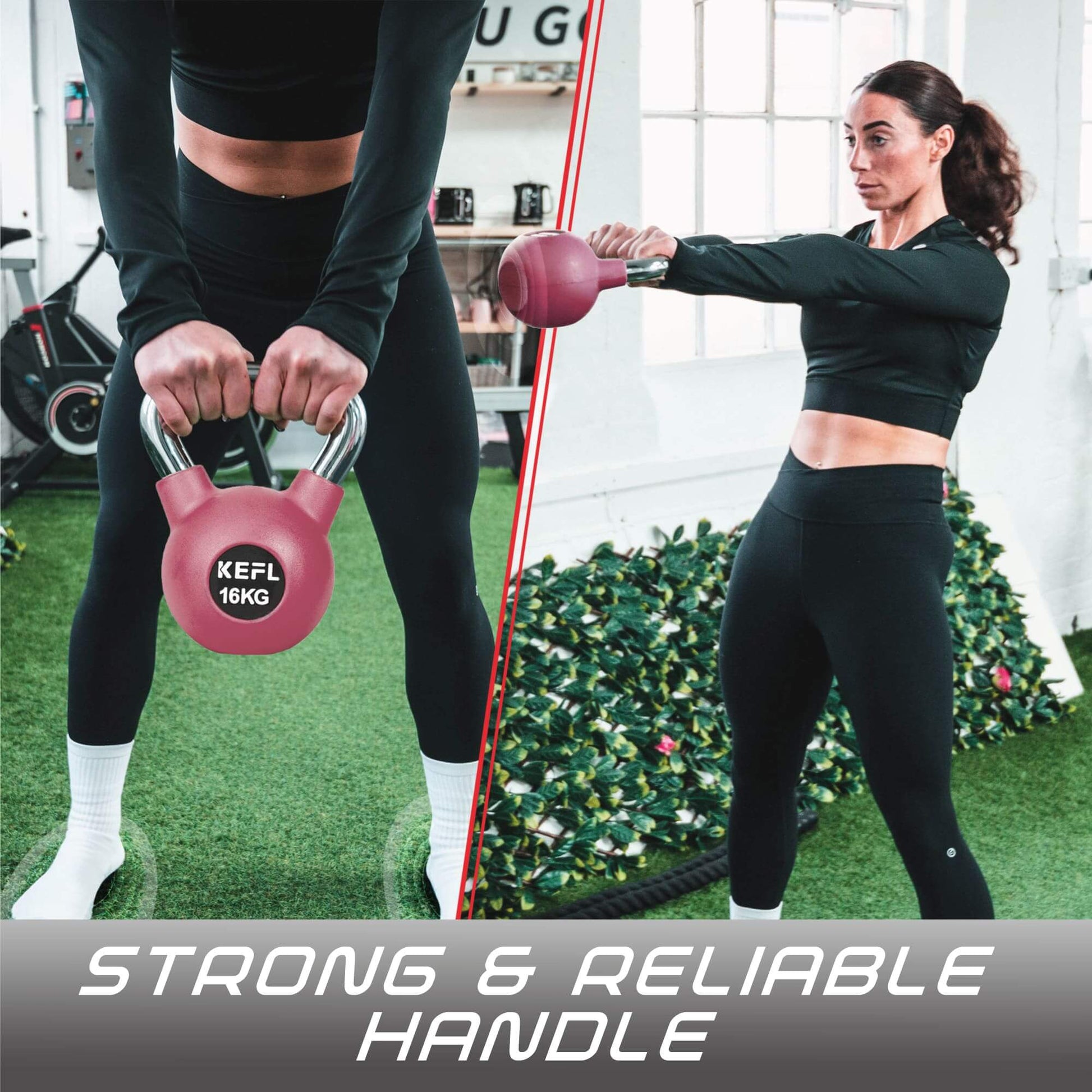 KEFL Rubber Coated Kettlebell with Chrome Handle