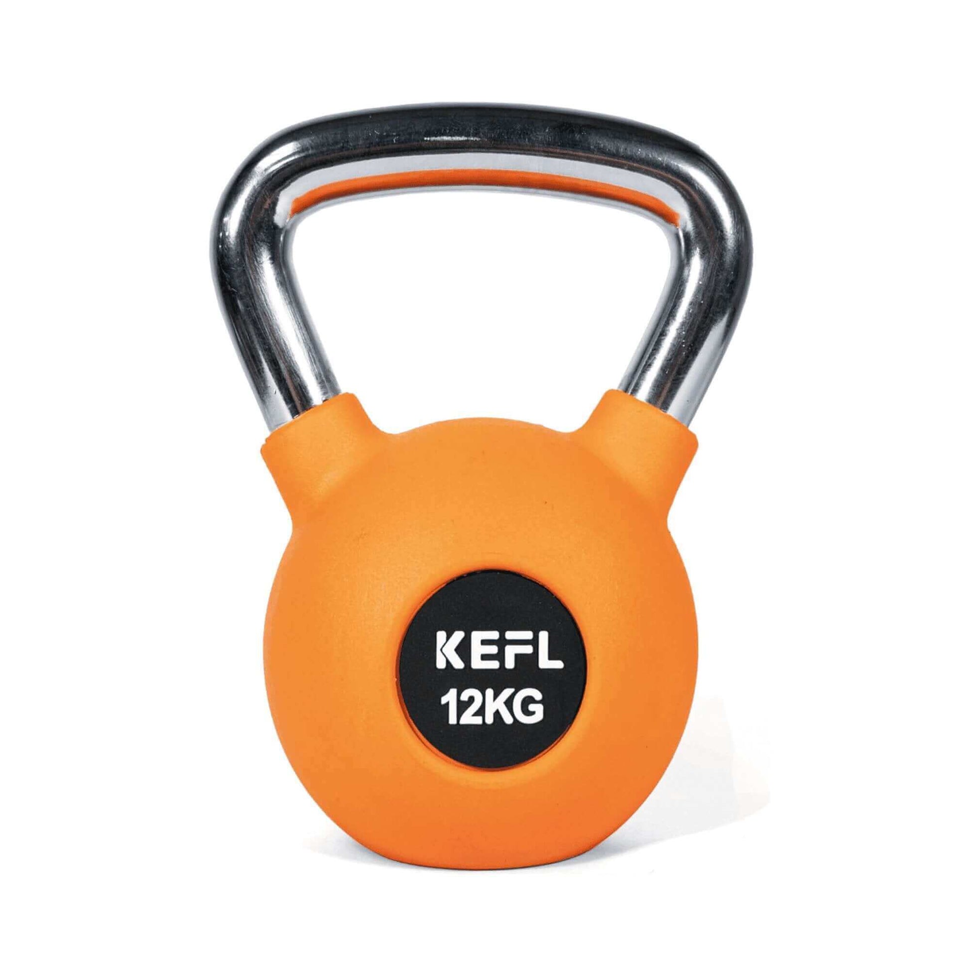 KEFL Rubber Coated Kettlebell with Chrome Handle