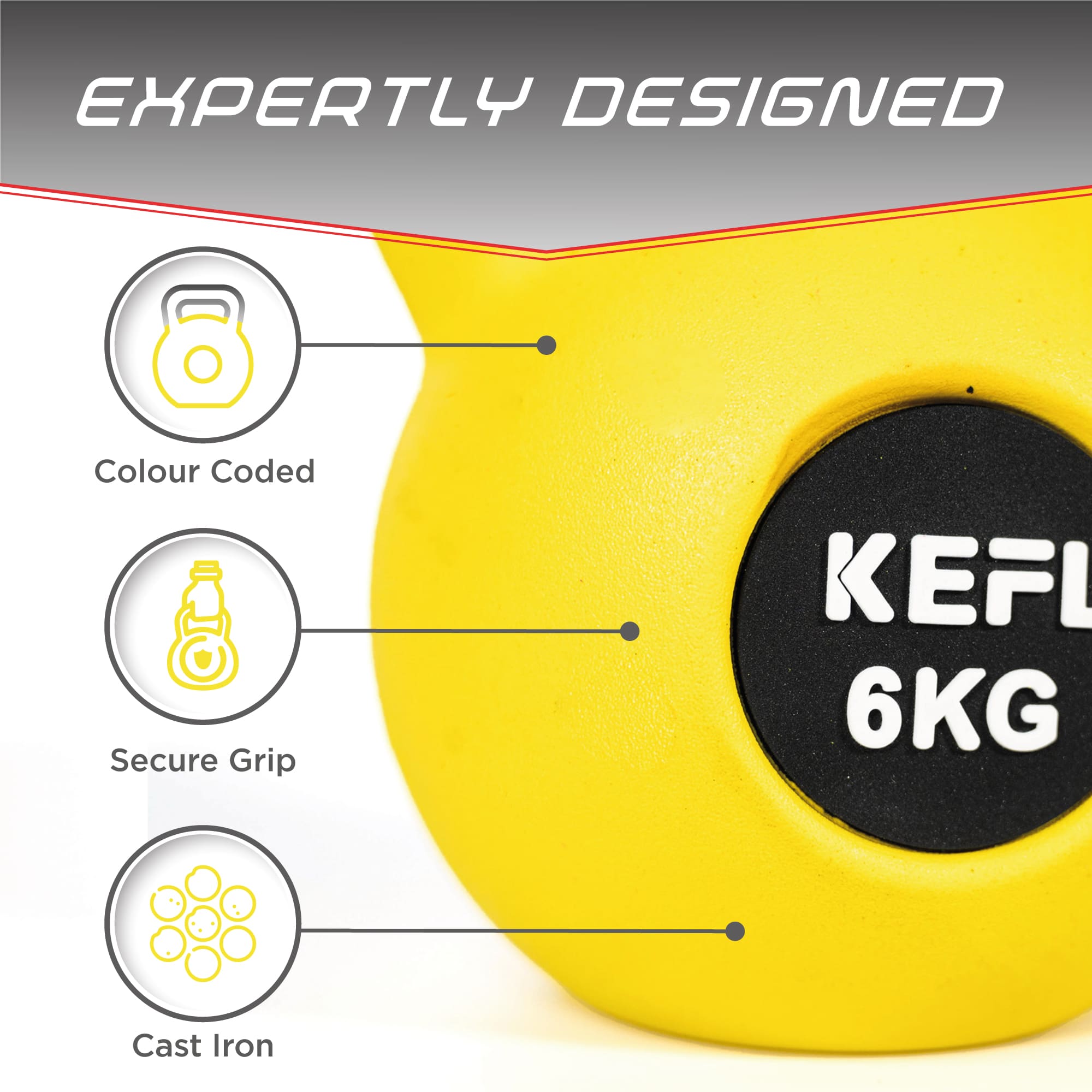 KEFL Rubber Coated Kettlebell with Chrome Handle - KEFLUK