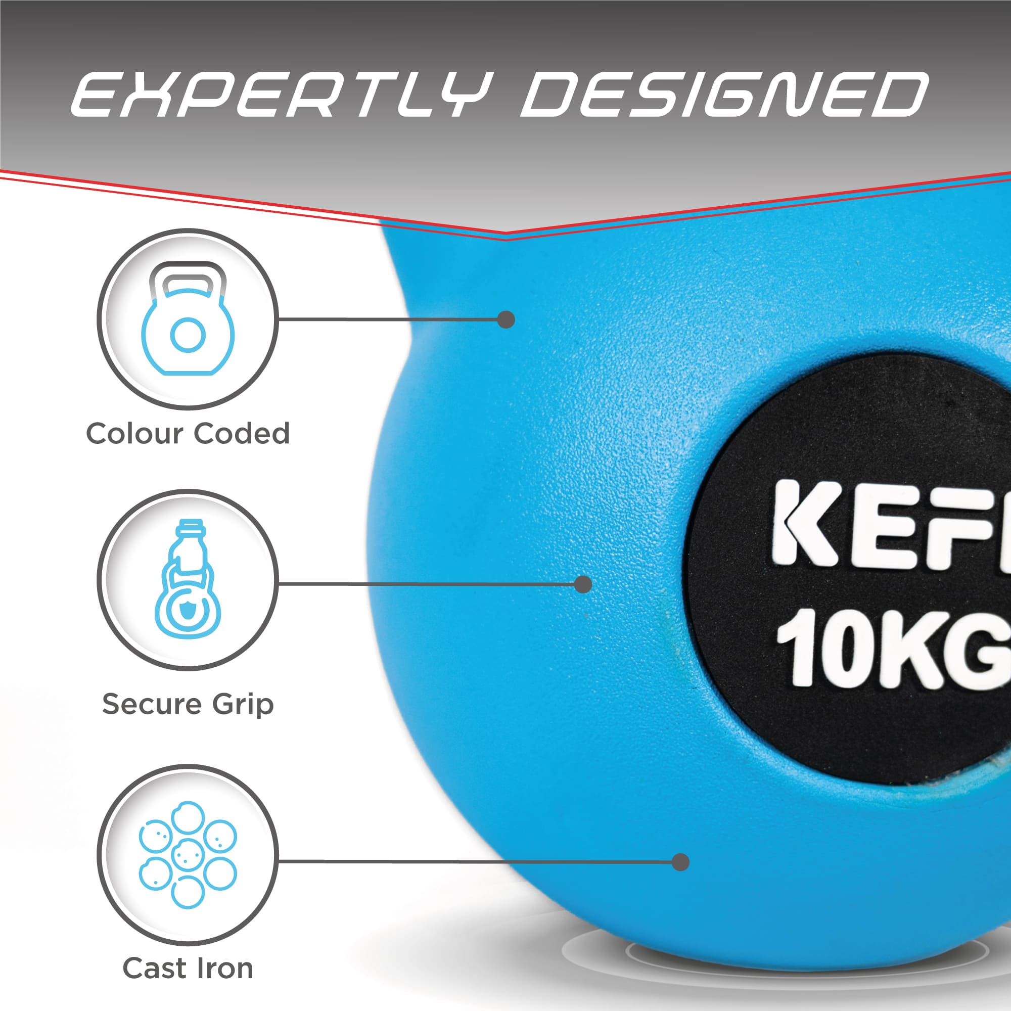 KEFL Rubber Coated Kettlebell with Chrome Handle - KEFLUK