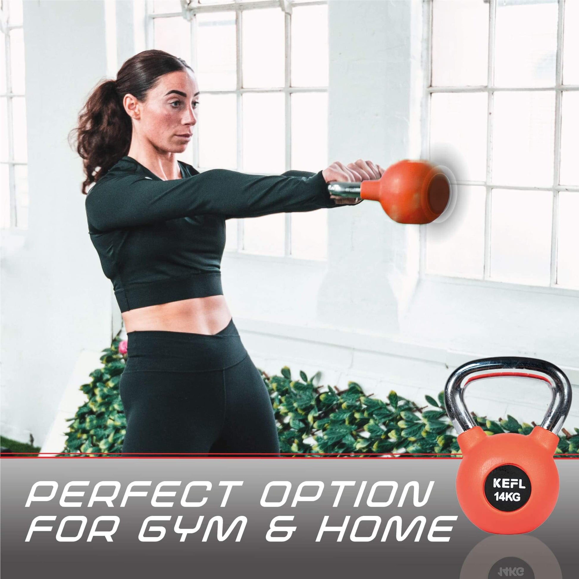 KEFL Rubber Coated Kettlebell with Chrome Handle