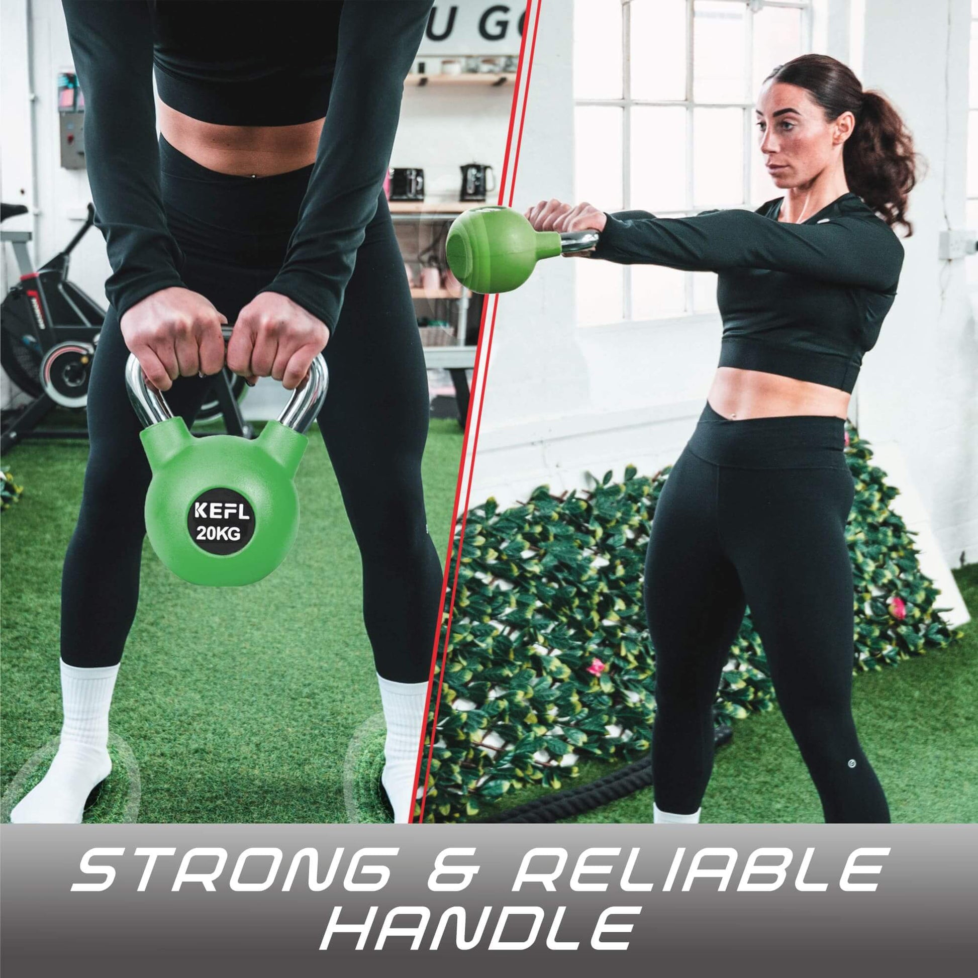 KEFL Rubber Coated Kettlebell with Chrome Handle