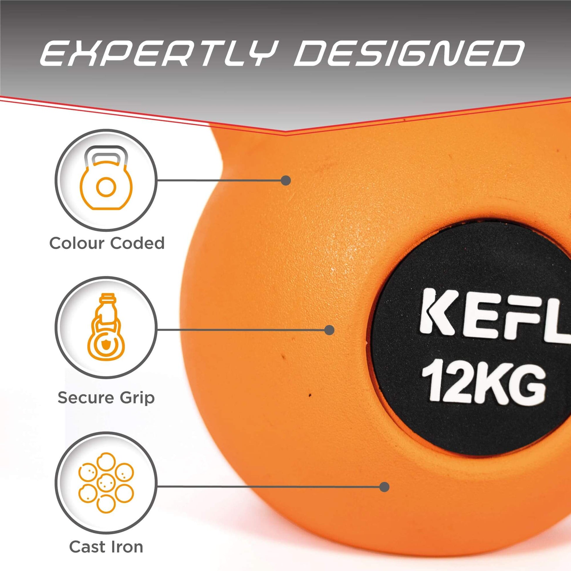 KEFL Rubber Coated Kettlebell with Chrome Handle