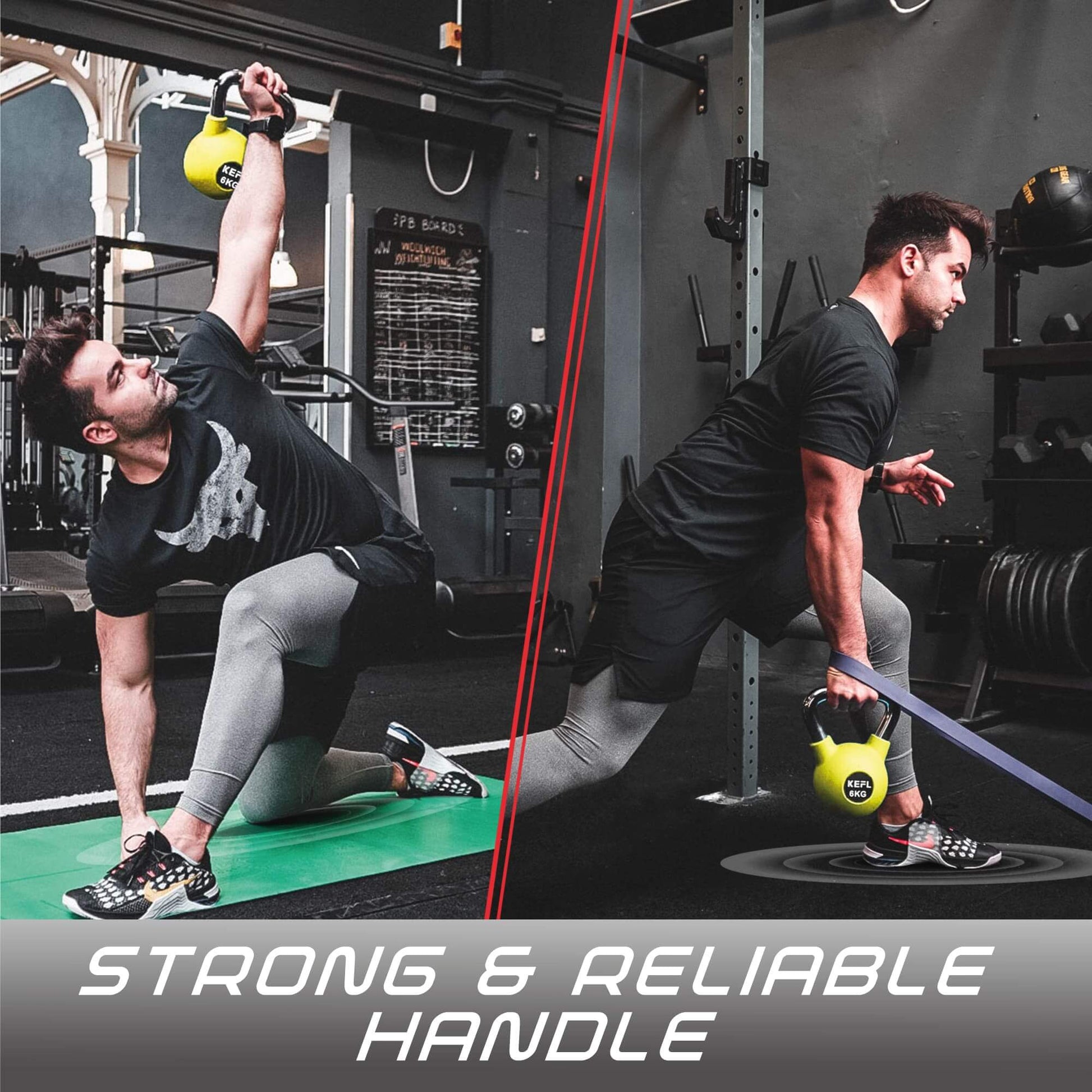 KEFL Rubber Coated Kettlebell with Chrome Handle