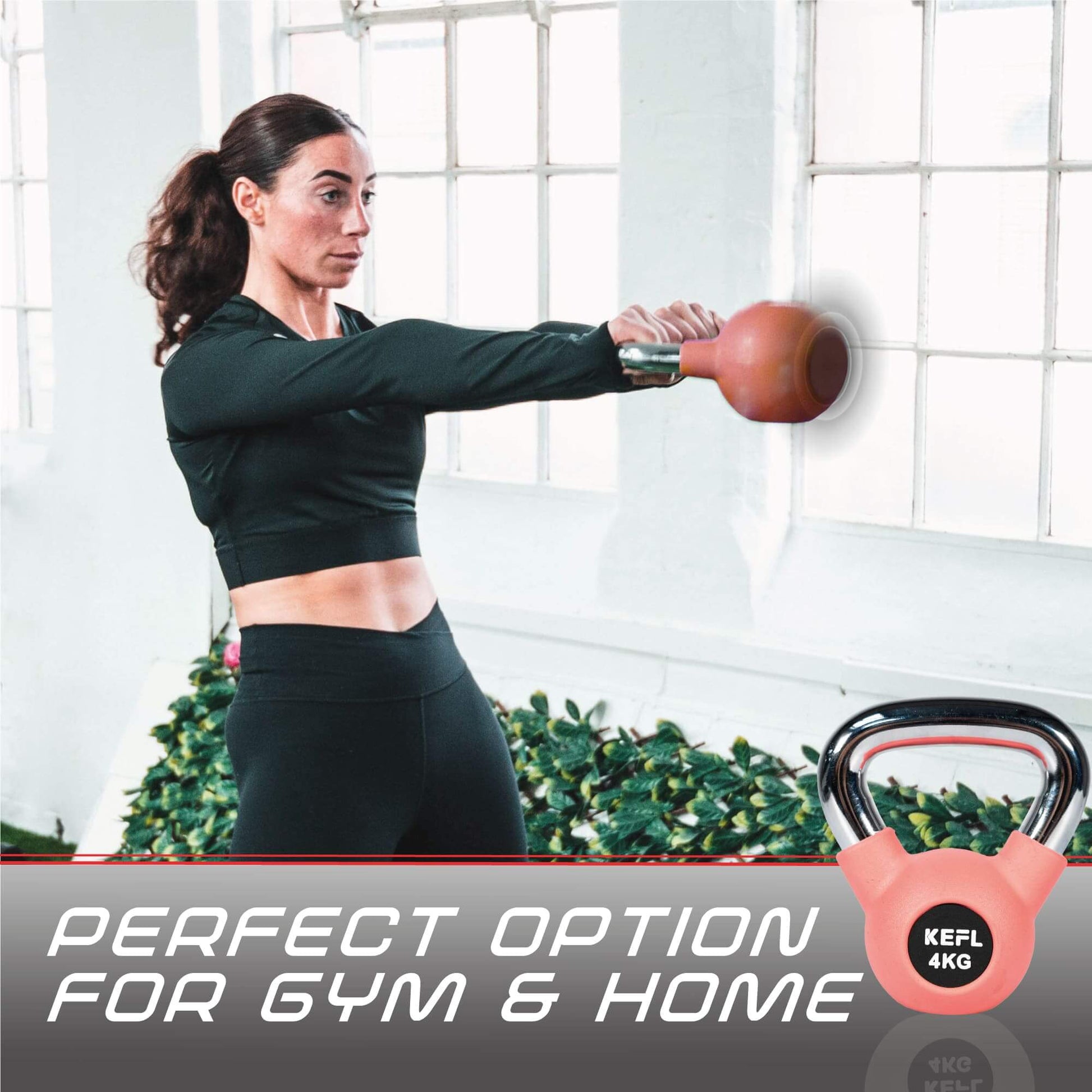 KEFL Rubber Coated Kettlebell with Chrome Handle