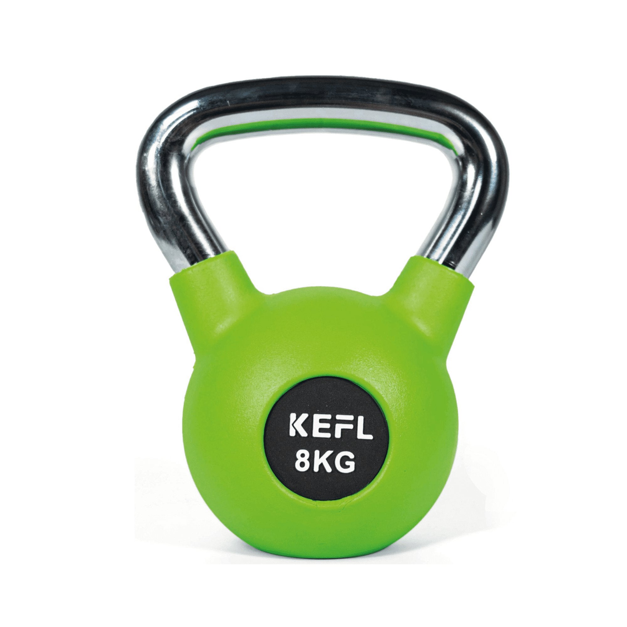 KEFL Rubber Coated Kettlebell with Chrome Handle - KEFLUK