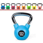 KEFL Rubber Coated Kettlebell with Chrome Handle