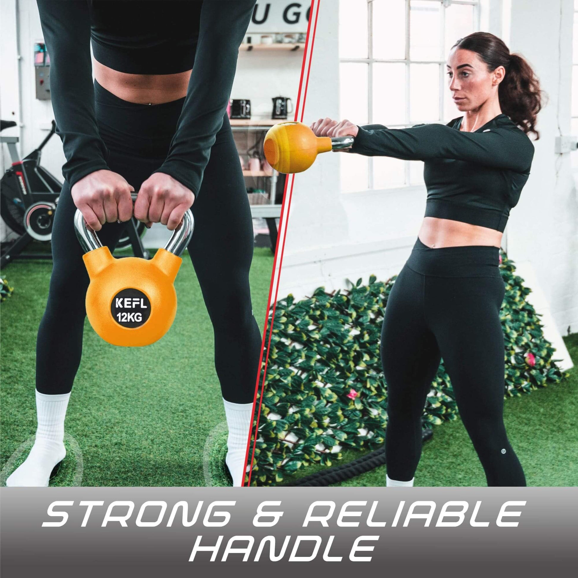 KEFL Rubber Coated Kettlebell with Chrome Handle