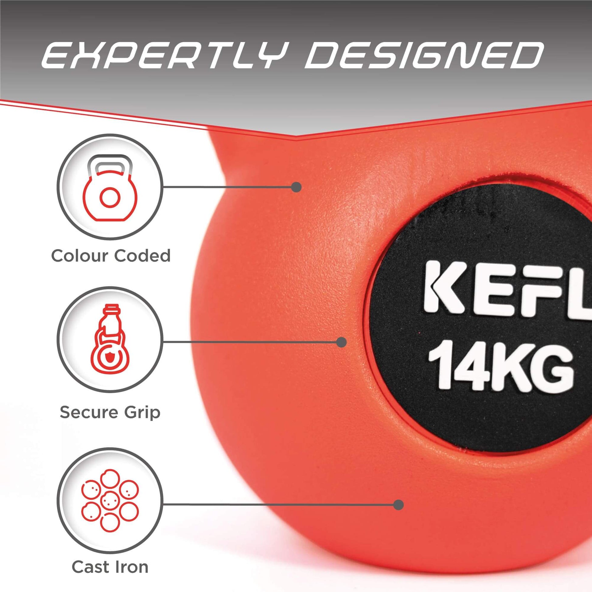 KEFL Rubber Coated Kettlebell with Chrome Handle