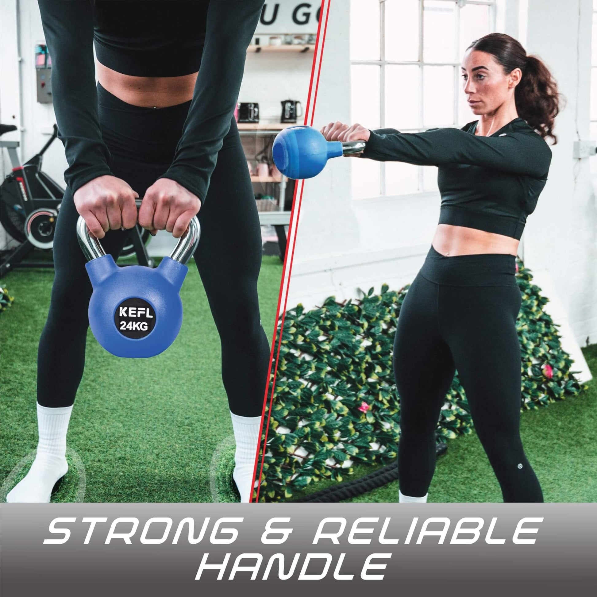 KEFL Rubber Coated Kettlebell with Chrome Handle