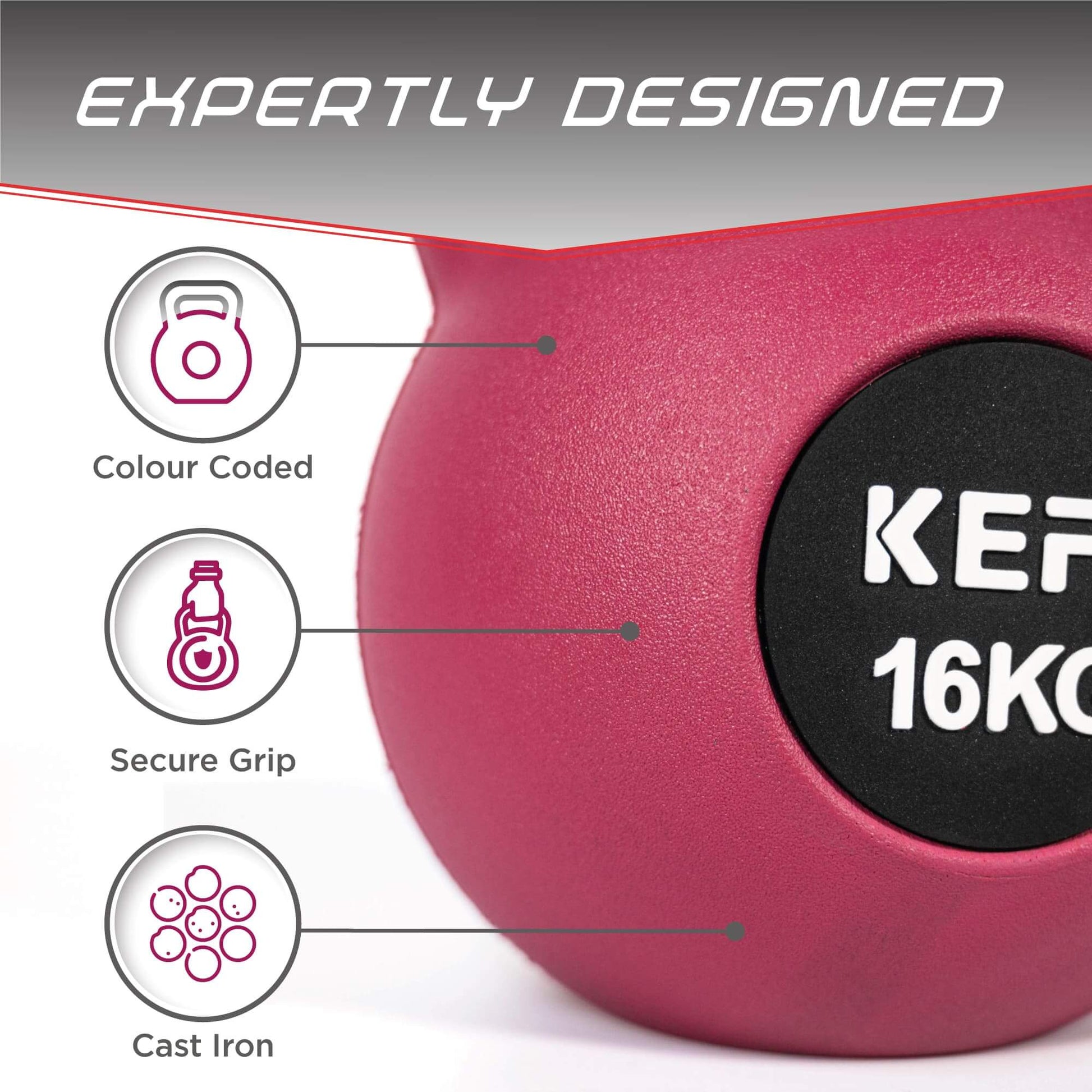 KEFL Rubber Coated Kettlebell with Chrome Handle