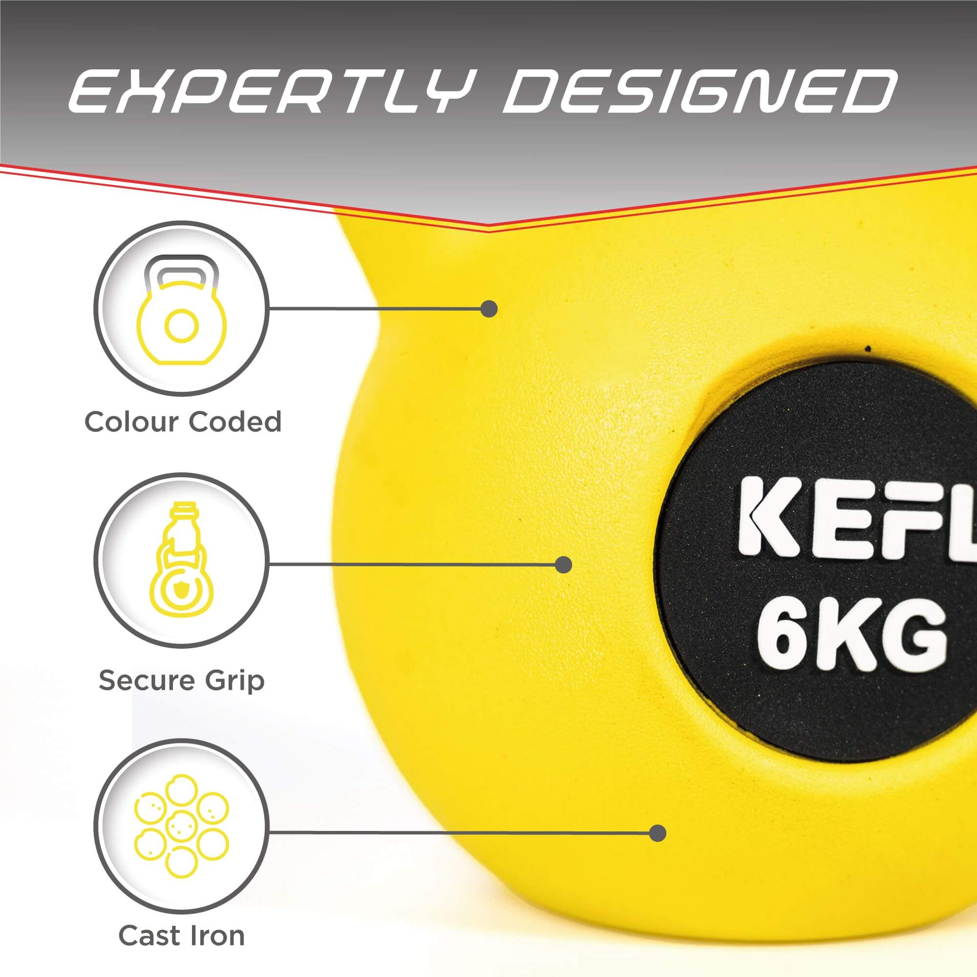 KEFL Rubber Coated Kettlebell with Chrome Handle