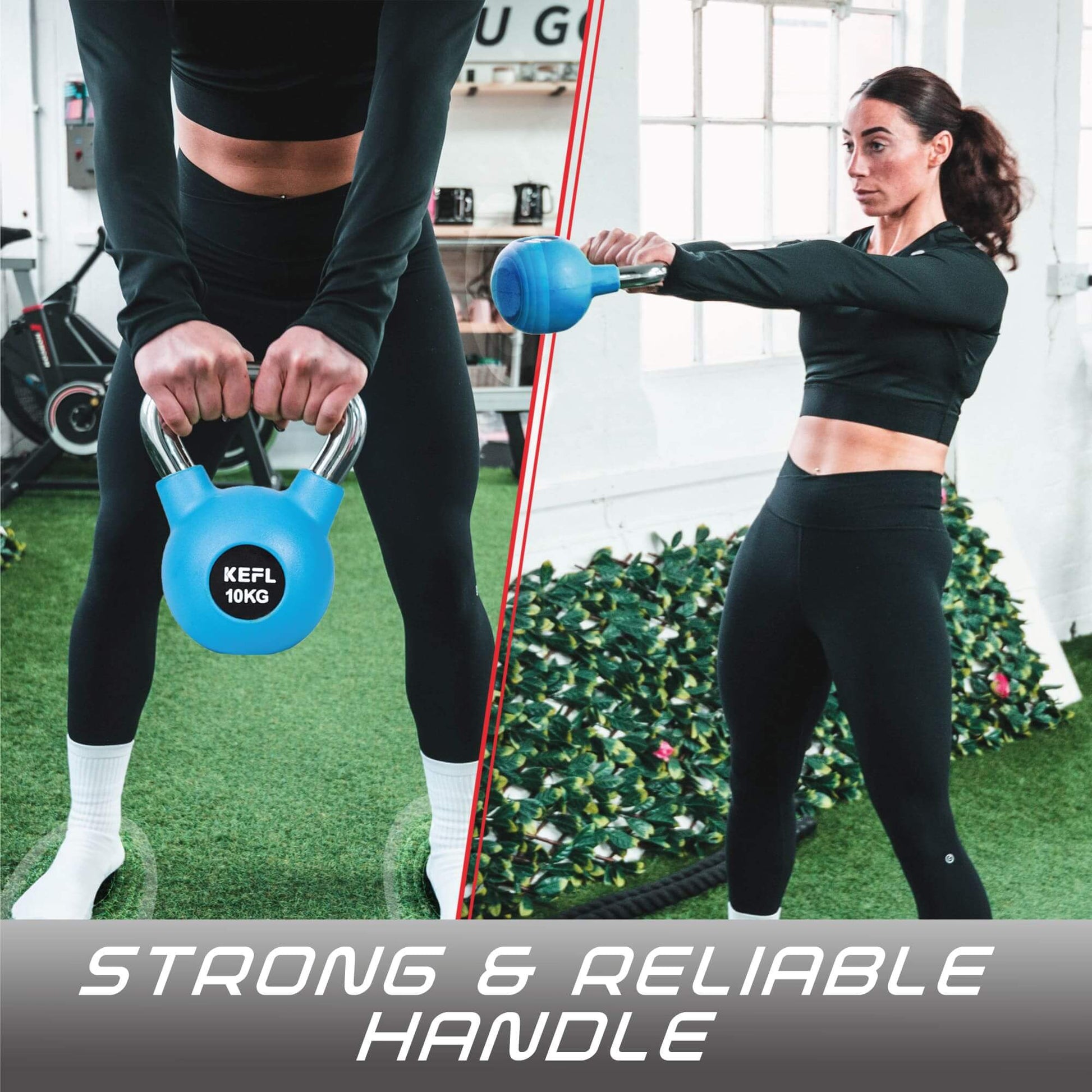 KEFL Rubber Coated Kettlebell with Chrome Handle