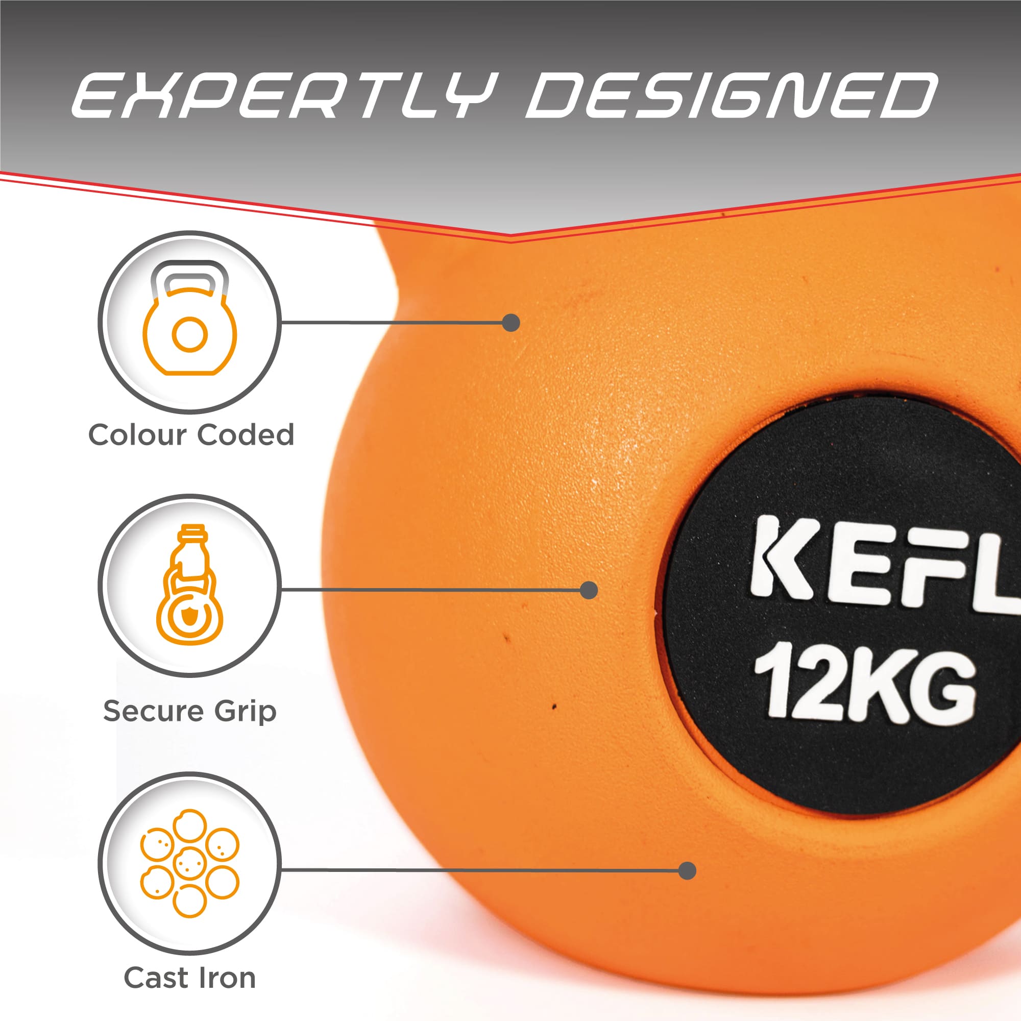 KEFL Rubber Coated Kettlebell with Chrome Handle - KEFLUK