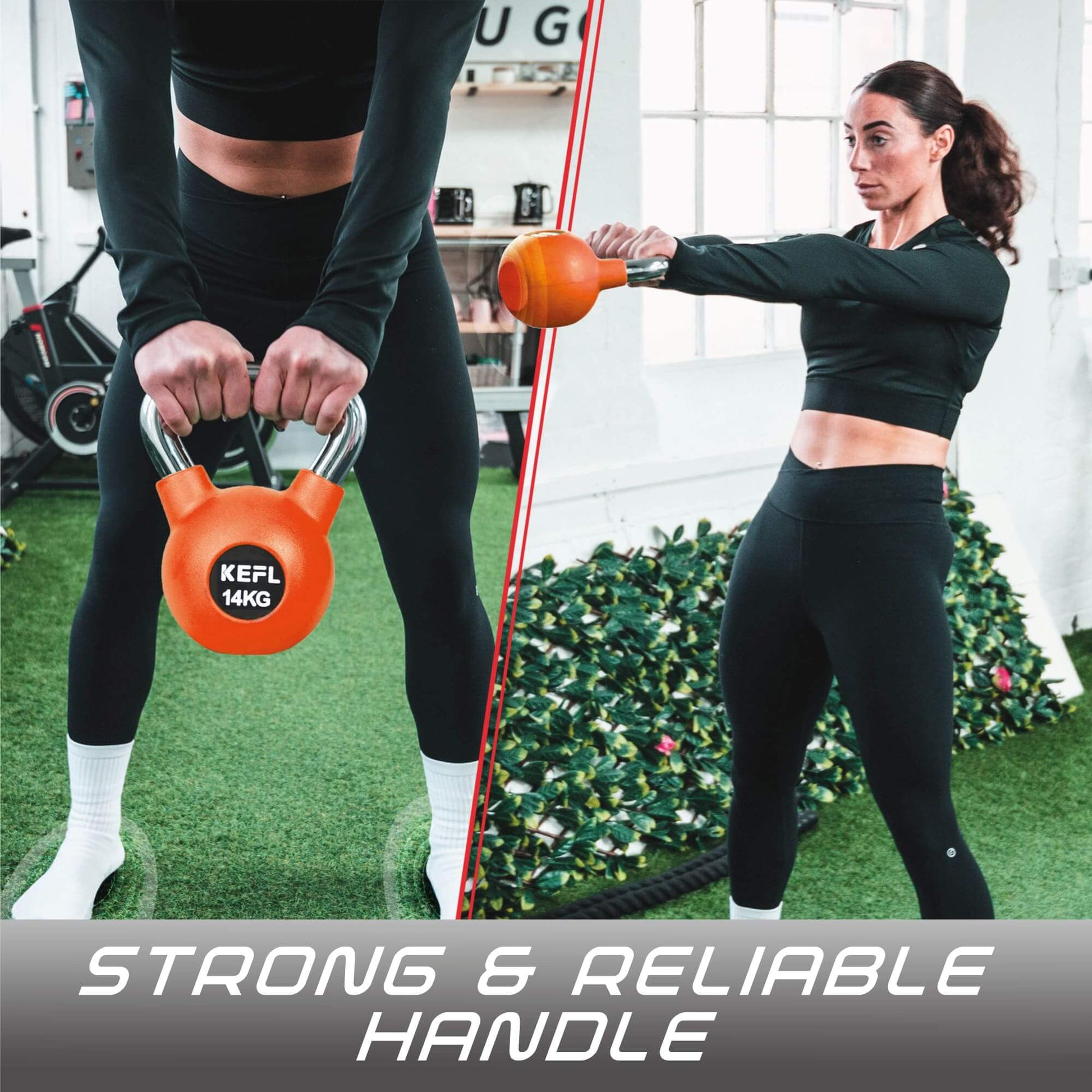 KEFL Rubber Coated Kettlebell with Chrome Handle