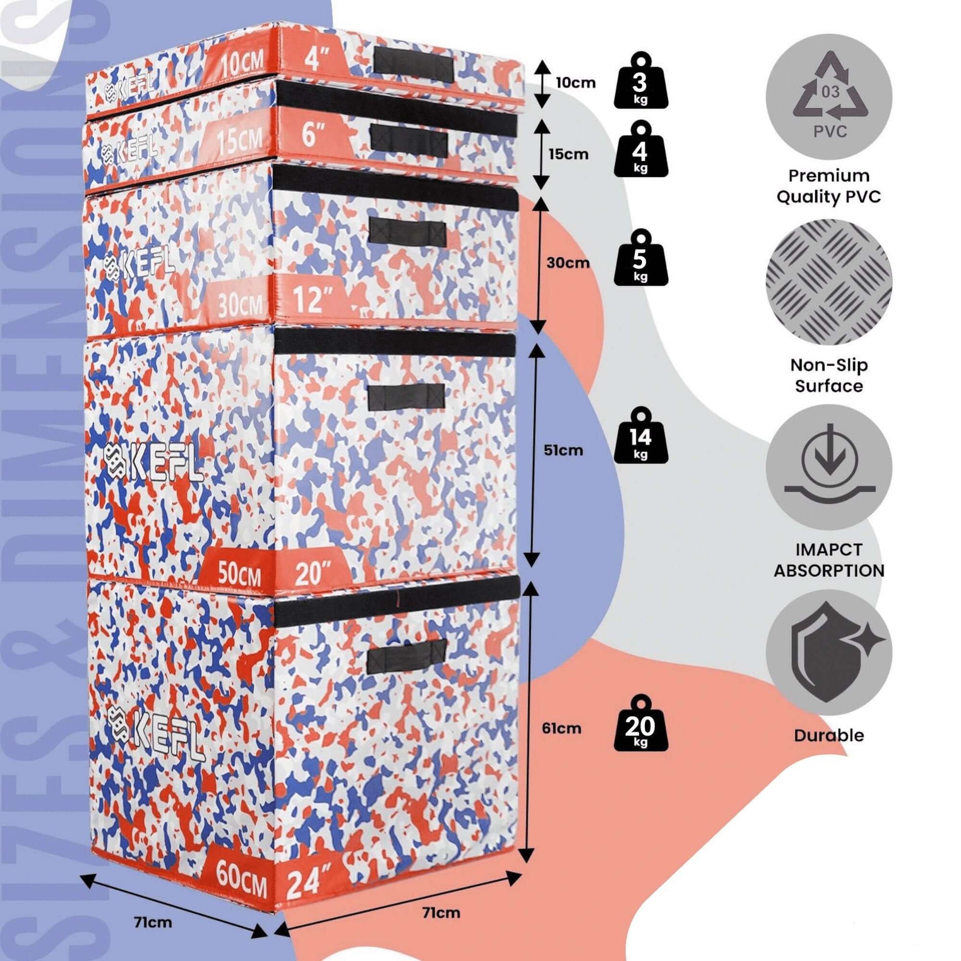 KEFL Soft Foam Plyo Jump Box - Red Camo