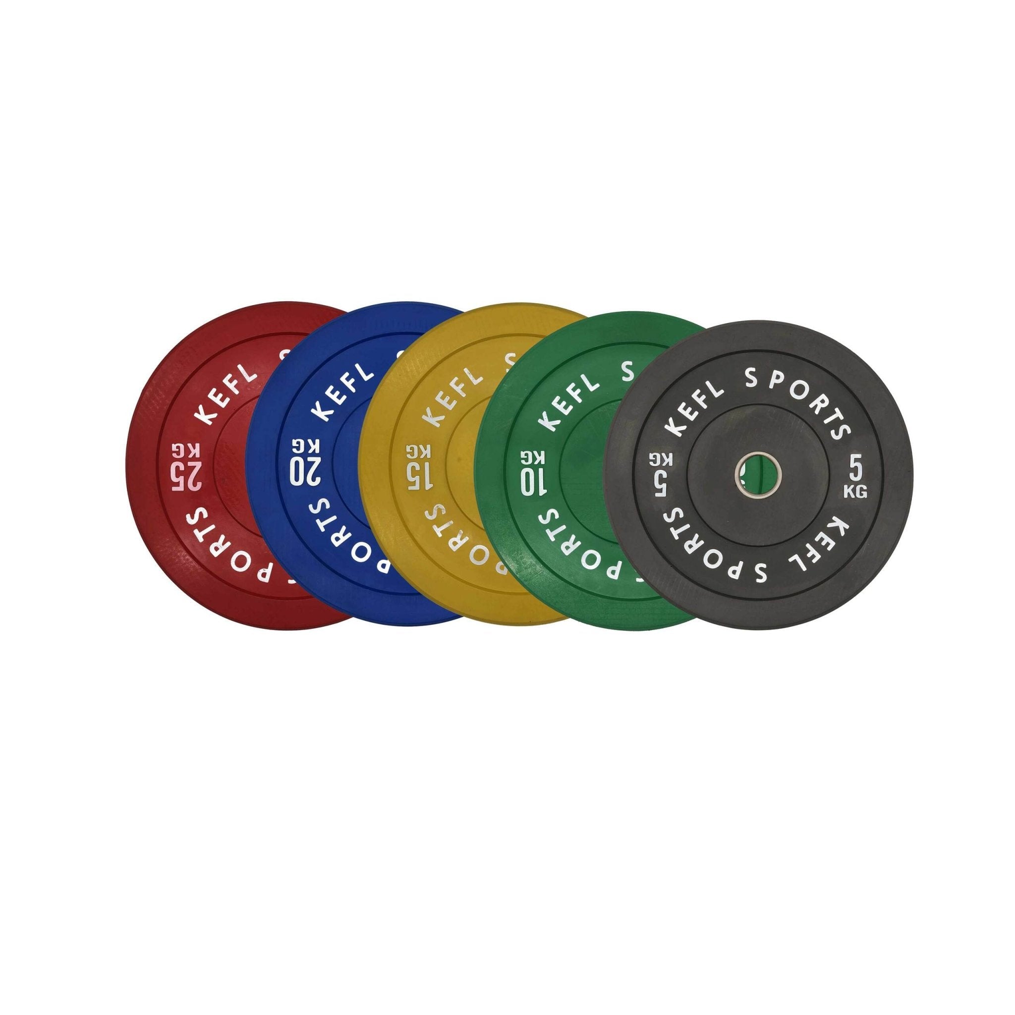 Olympic EZ Barbell & Coloured Bumper Plates Set - KEFL