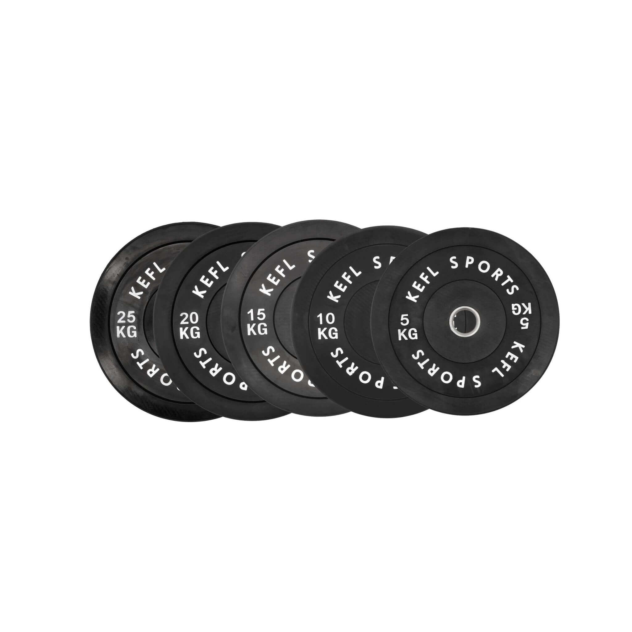 Olympic Hex Barbell & Black Bumper Plates Set
