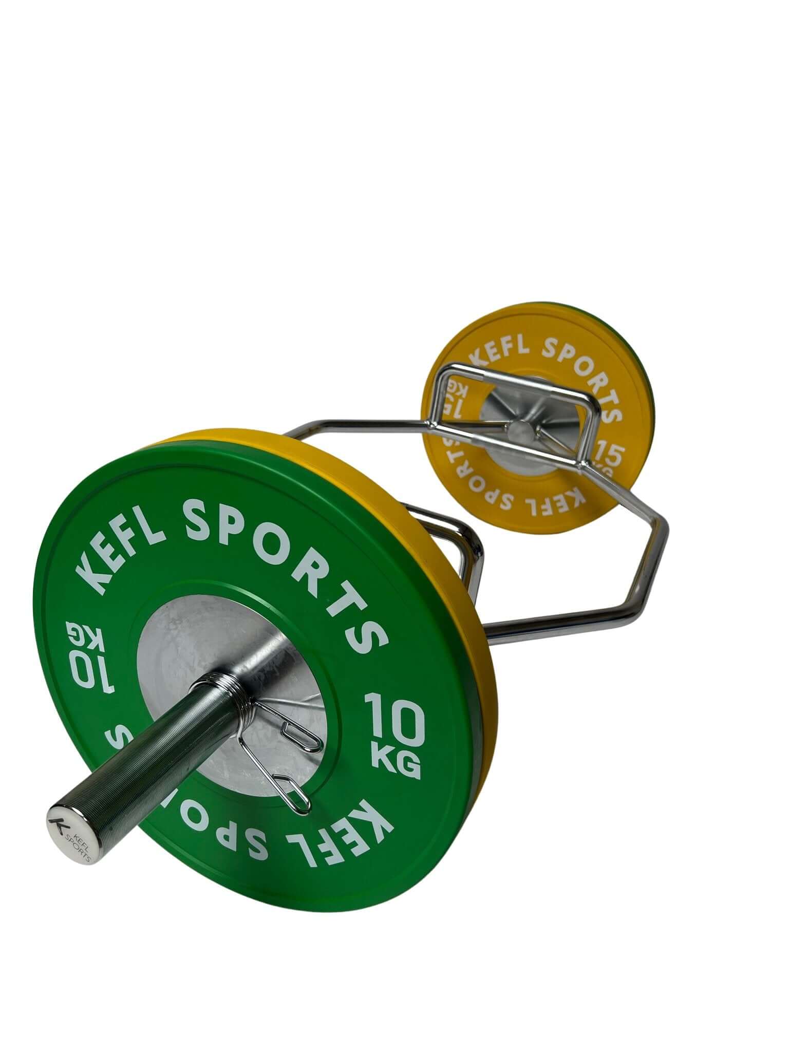 Olympic Hex Barbell & Chrome Strength Competition Bumper Plates Set