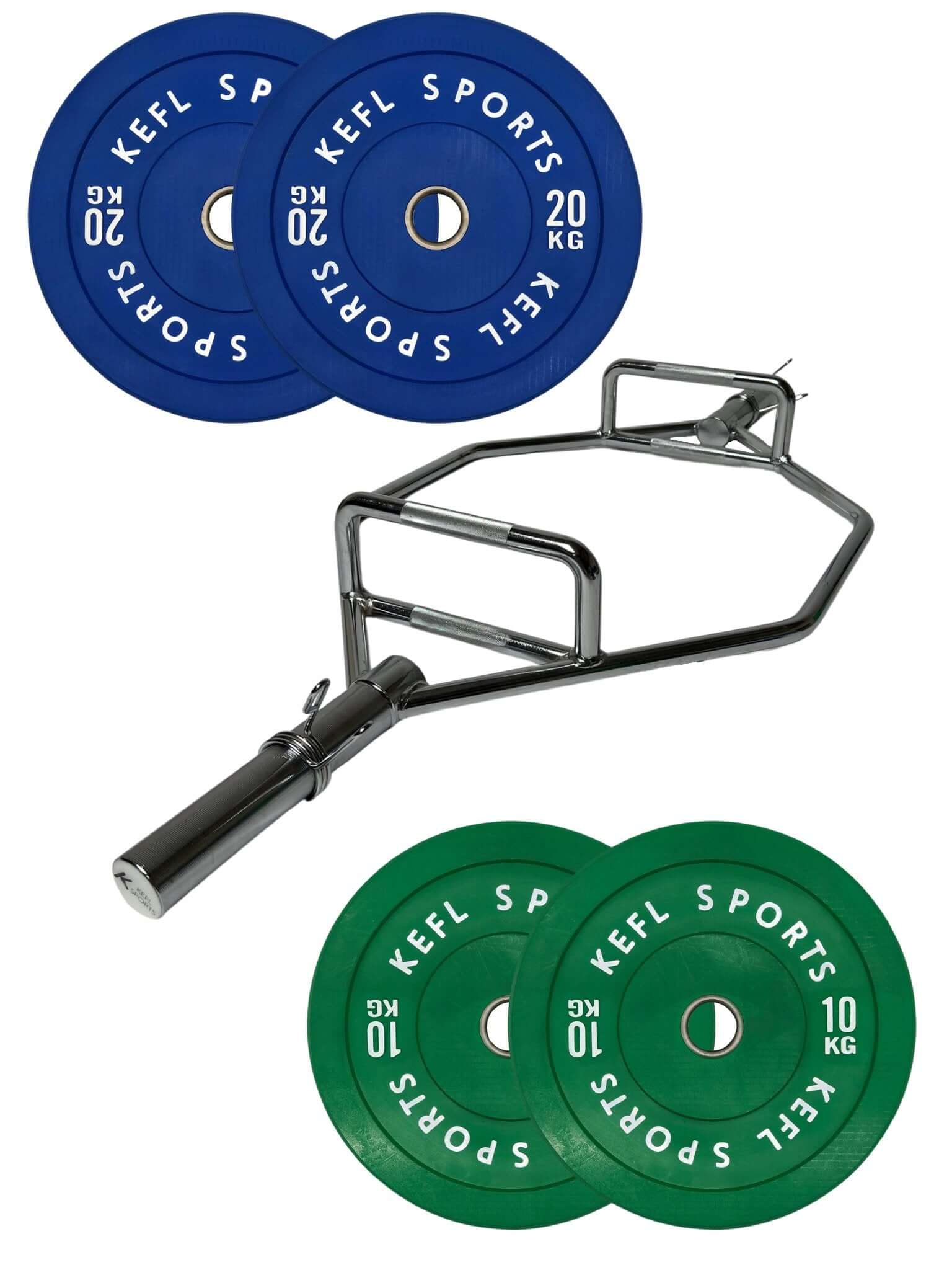 Olympic Hex Barbell & Coloured Bumper Plates Set