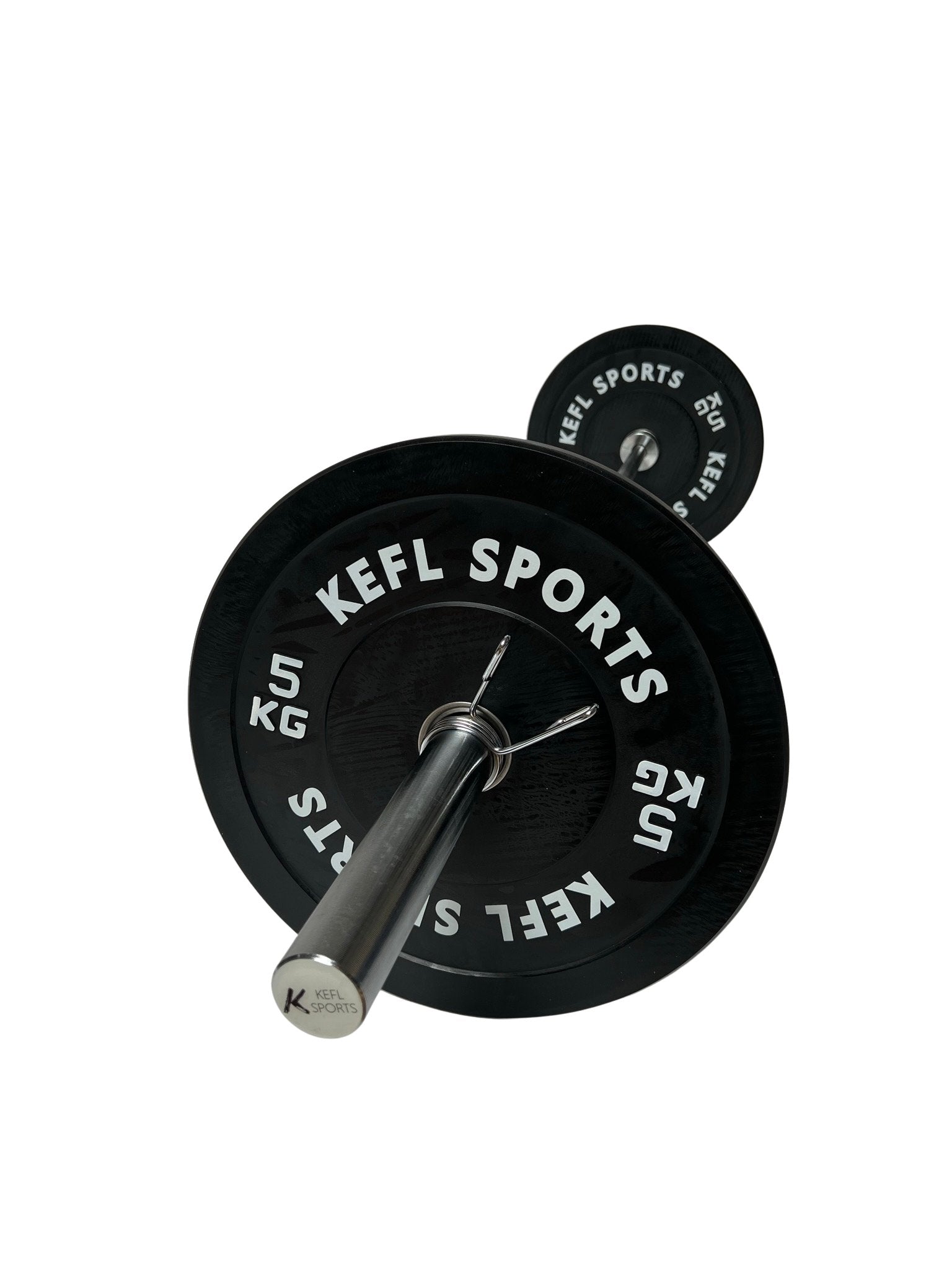 Olympic Straight Barbell & Black Bumper Plates Set - KEFLUK