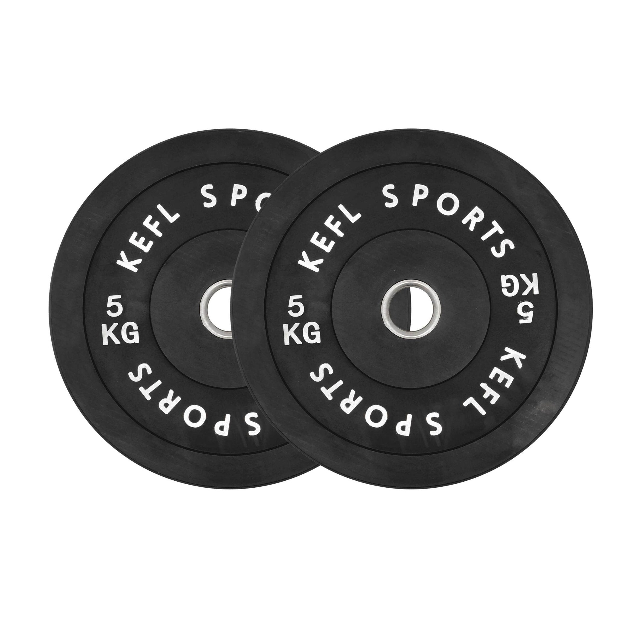 Olympic Straight Barbell & Black Bumper Plates Set - KEFLUK