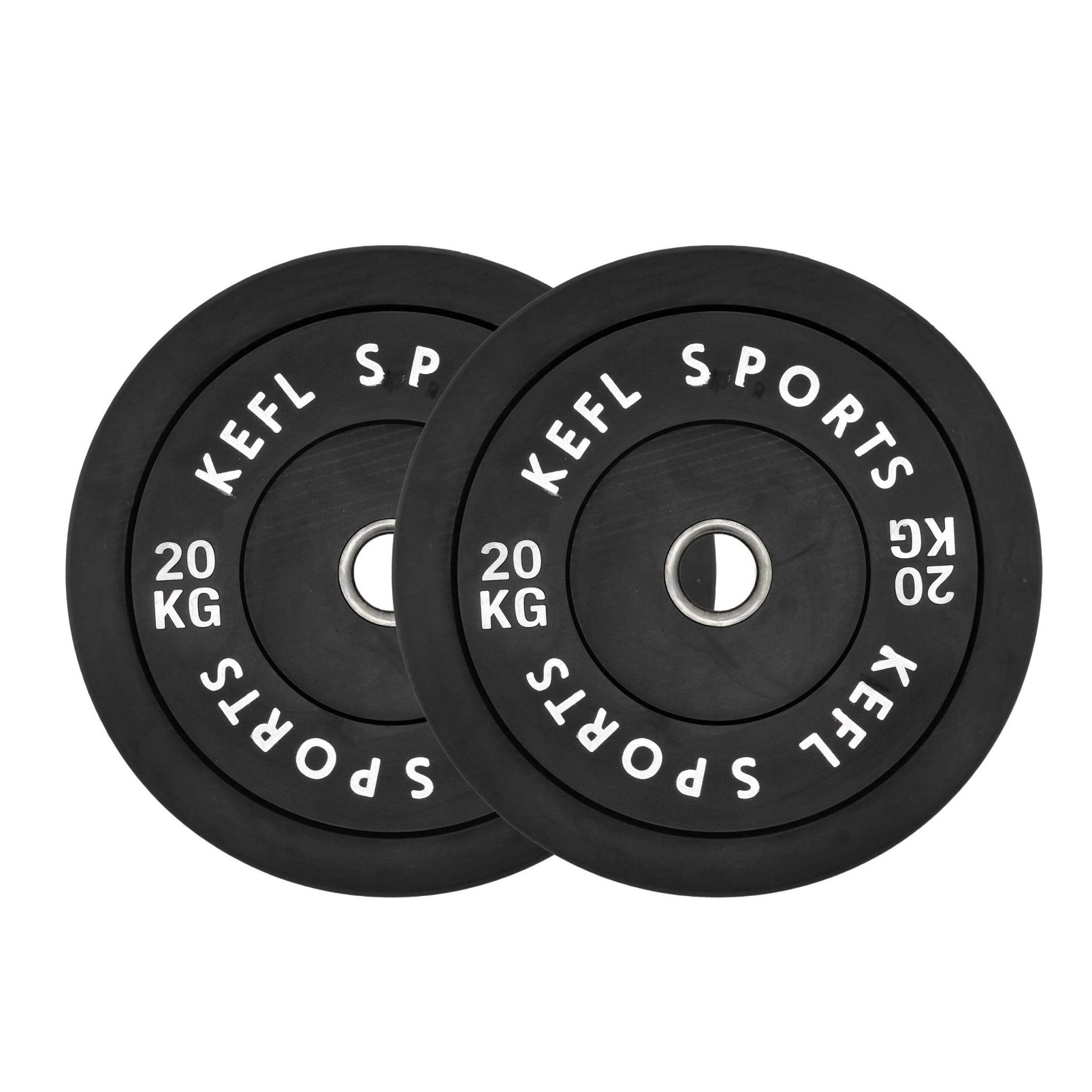 Olympic Straight Barbell & Black Bumper Plates Set - KEFLUK