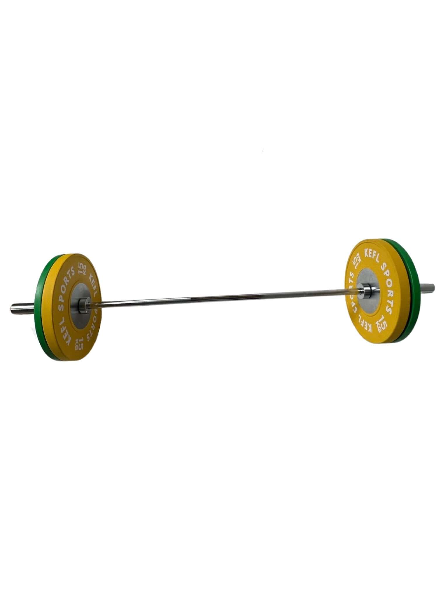 Olympic Straight Barbell & Chrome Strength Competition Bumper Plates Set