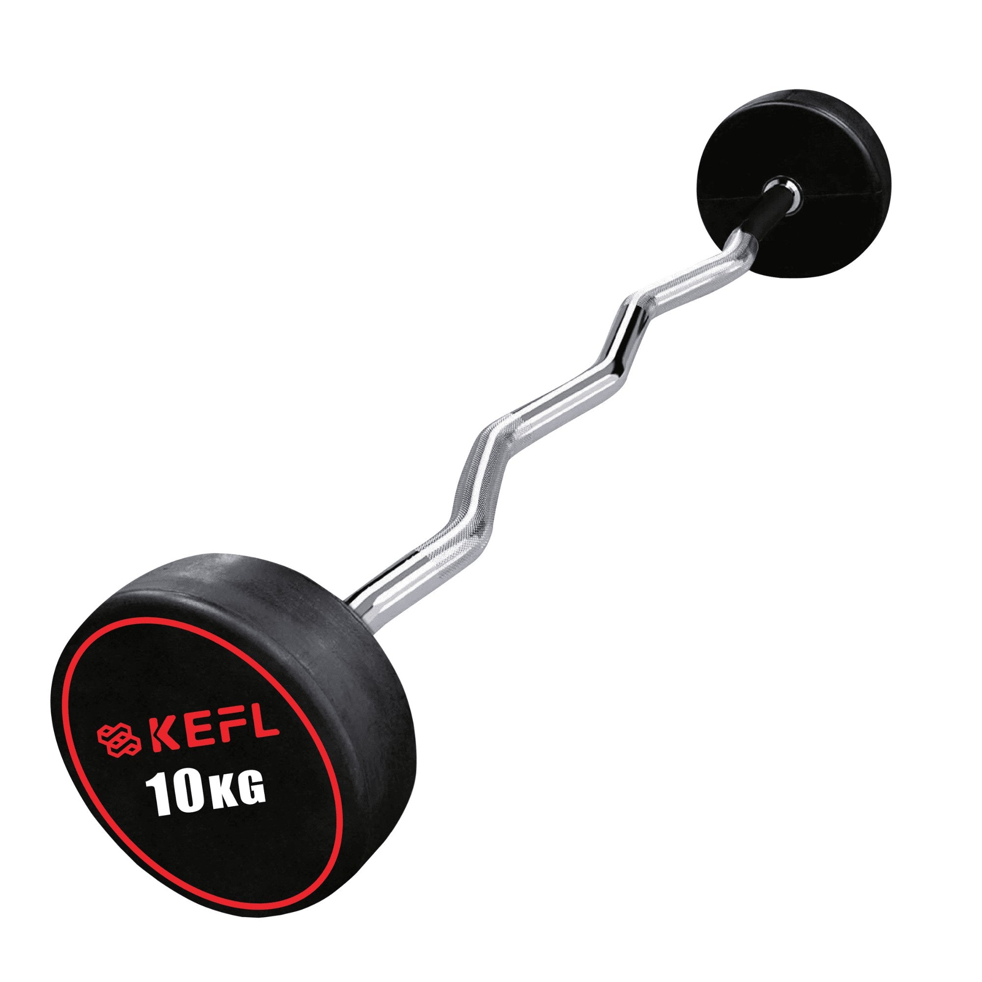Rubber Barbell With EZ Curl Bar - KEFLUK